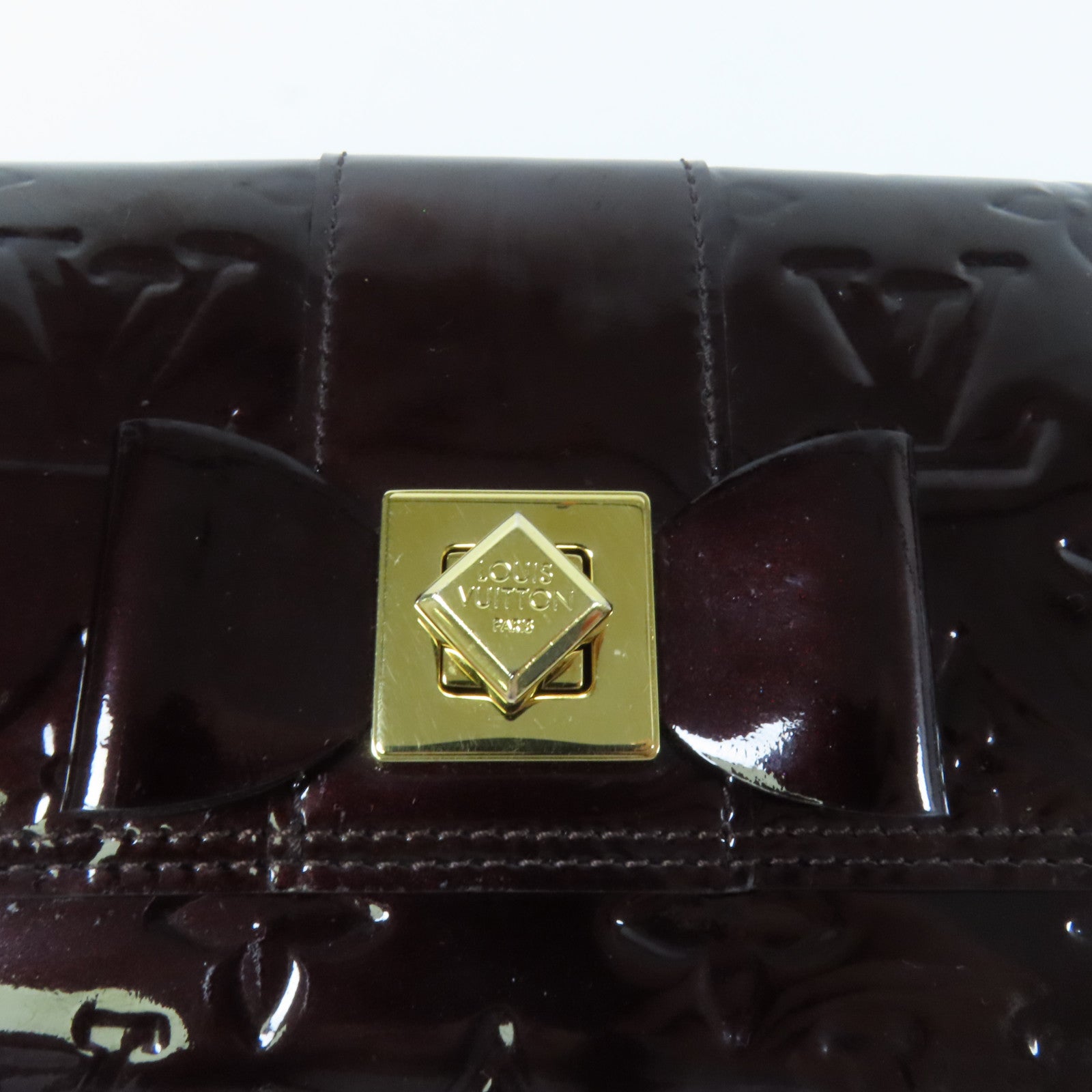 LOUIS VUITTON Monogram Vernis Sarah Wallet金扣長錢包