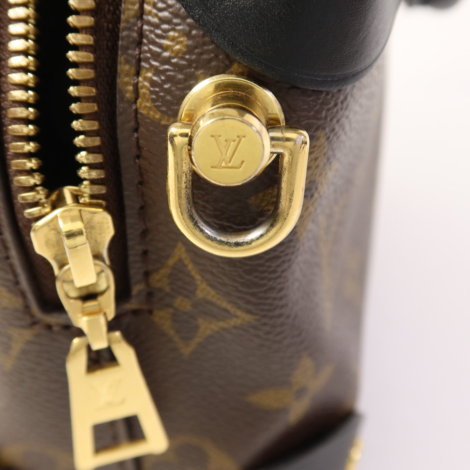 LOUIS VUITTON Monogram Petite Malle Souple金扣手挽肩背兩用袋棕色
