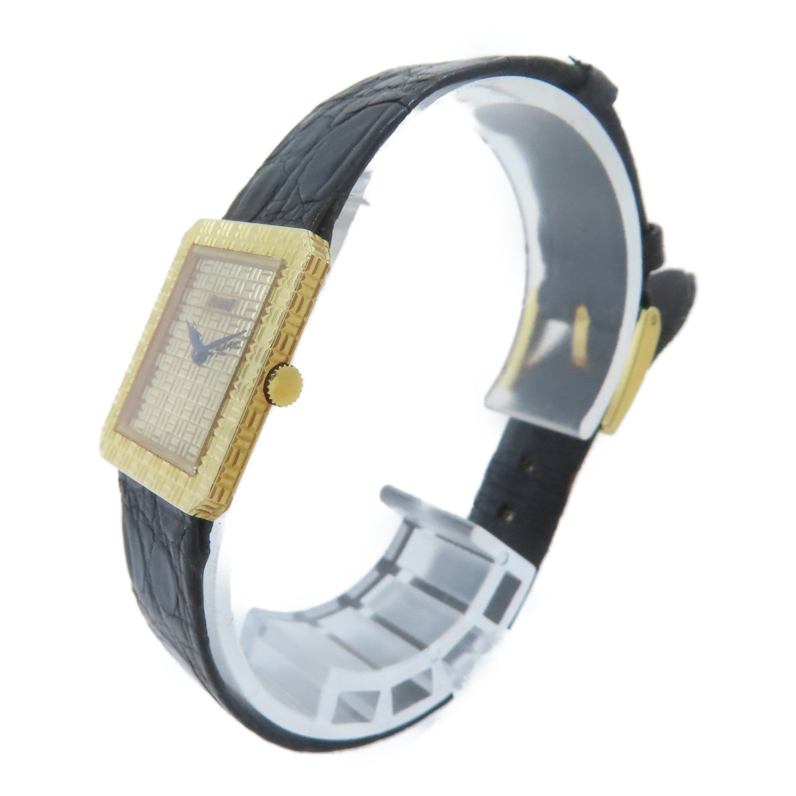 PIAGET Chequered 18K黃金/皮革帶手錶手動機芯金色