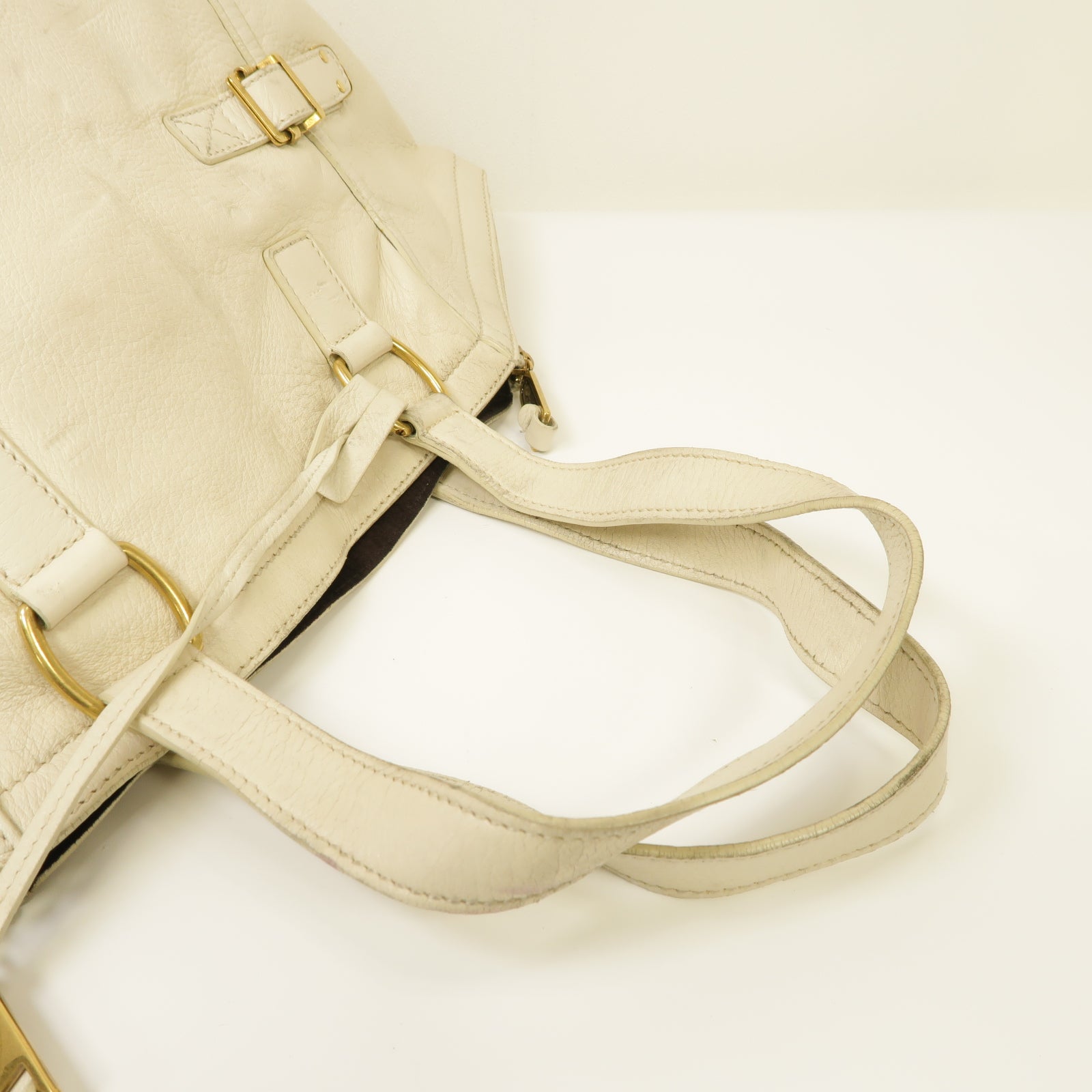 SAINT LAURENT 【激減優惠】牛皮皮革Shoulder Bag金扣肩背袋白色