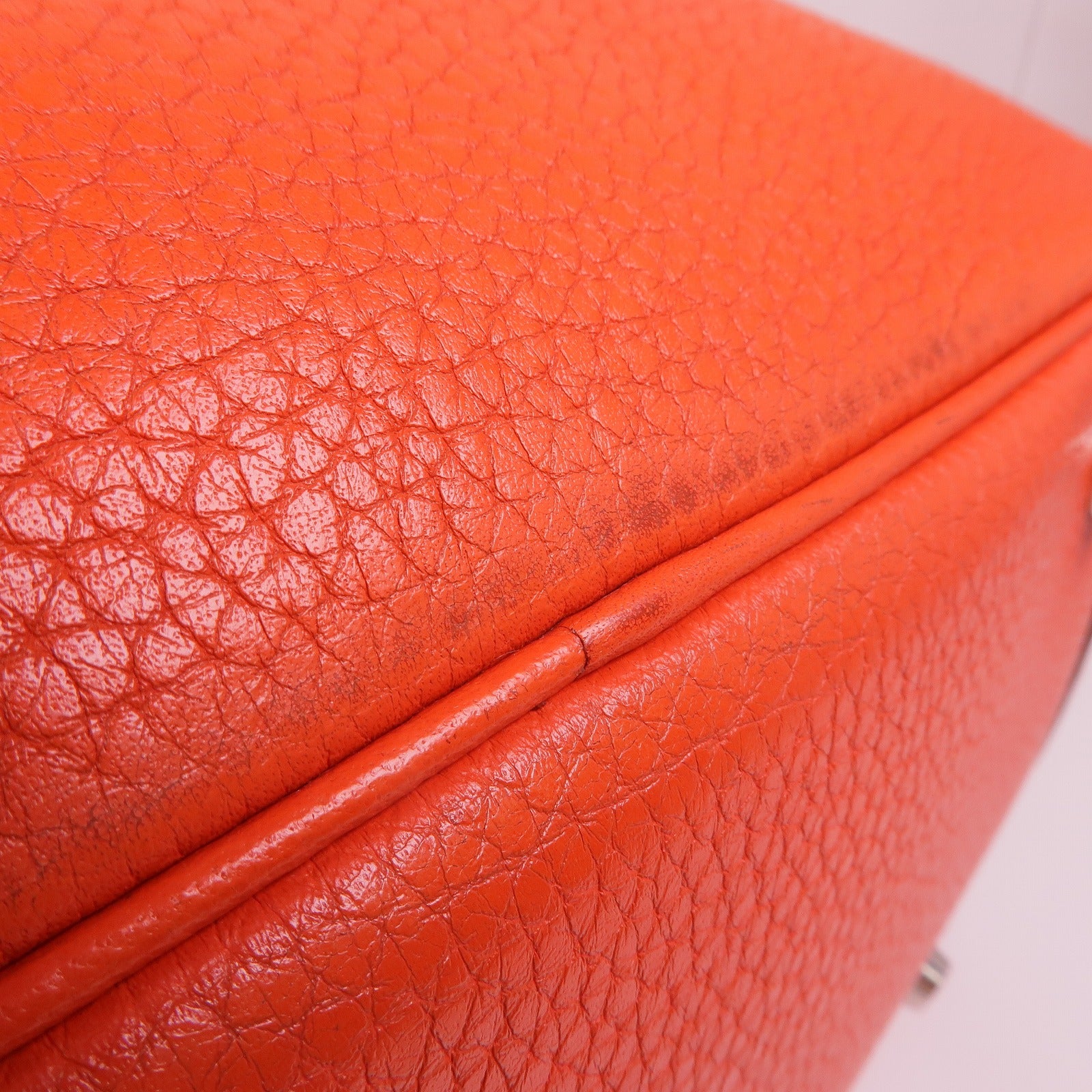 HERMES Clemence皮革Lindy 26銀扣手挽肩背兩用袋Orange Poppy