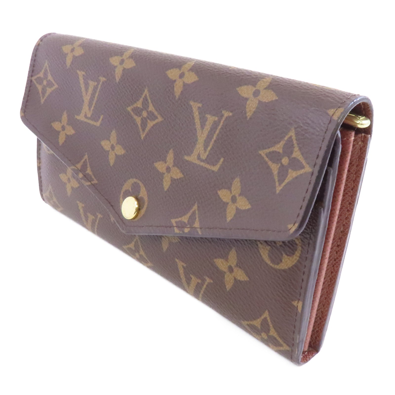 LOUIS VUITTON Monogram Sarah金扣長錢包棕色
