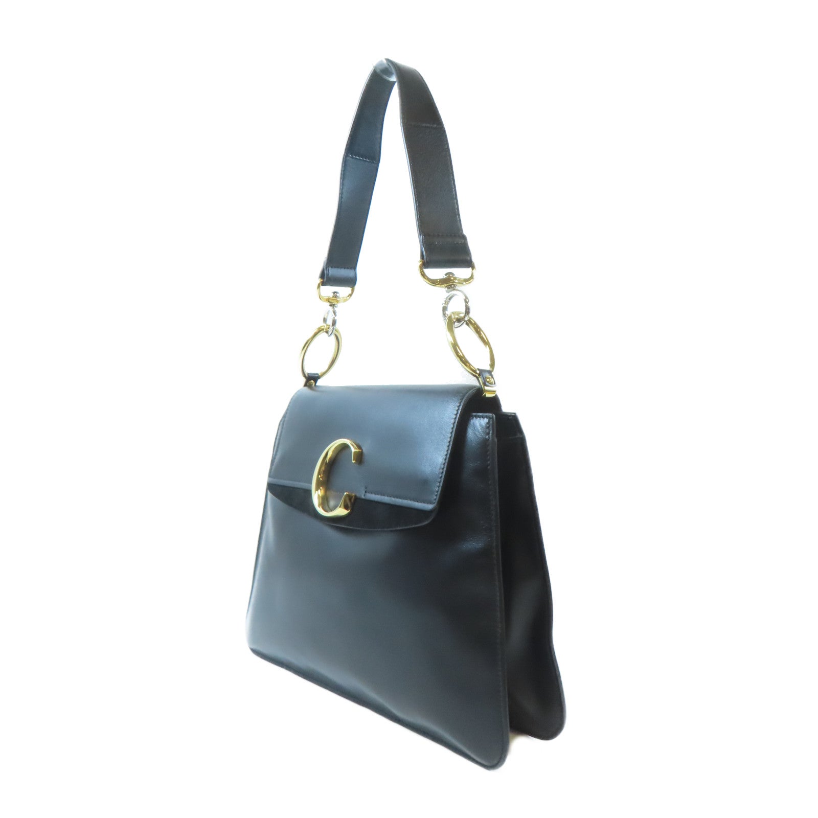 Chloe 【激減優惠】牛皮皮革2 Way Shoulder Bag金扣手挽肩背兩用袋黑色