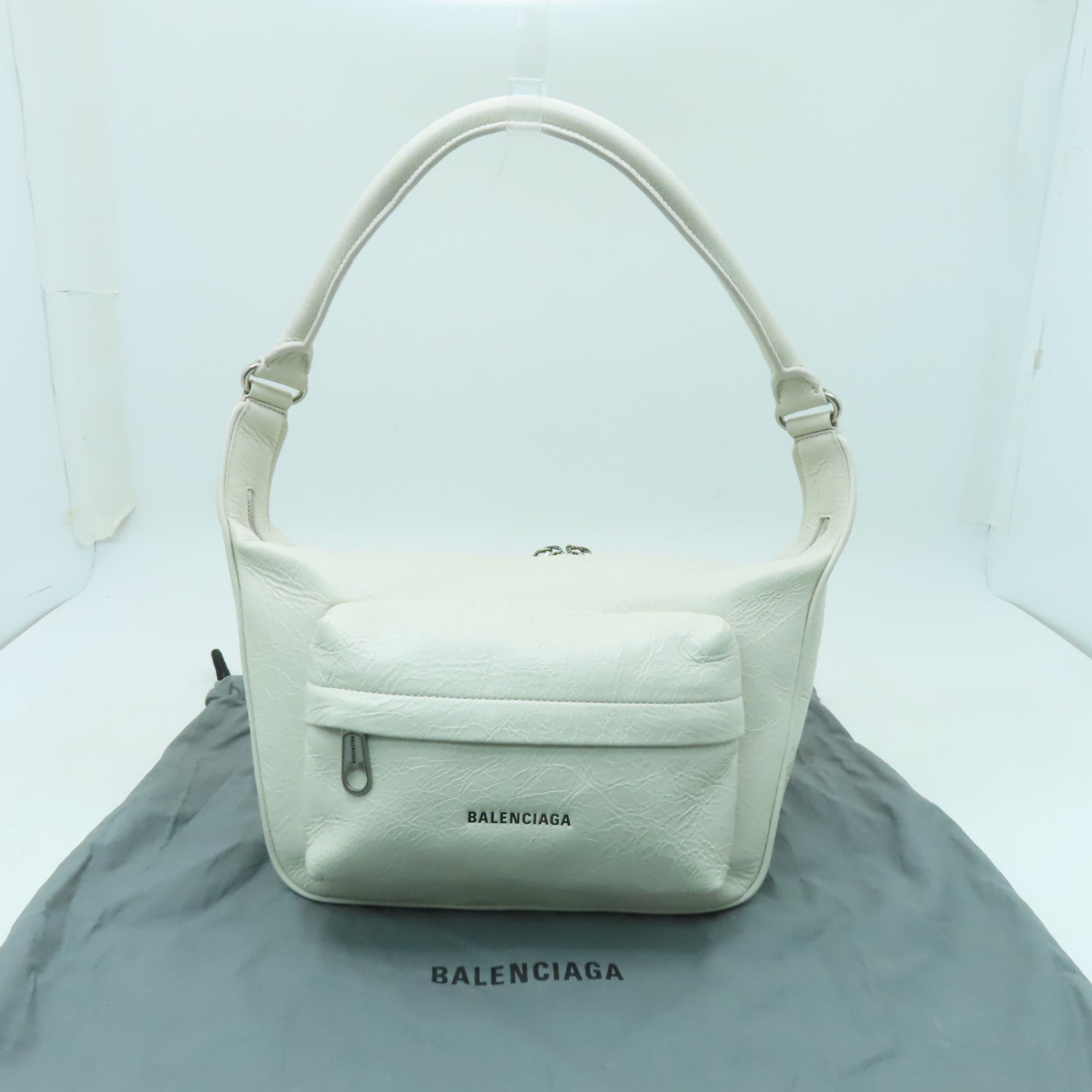 BALENCIAGA 【激減優惠】牛皮皮革Raver Bag銀扣肩背袋白色