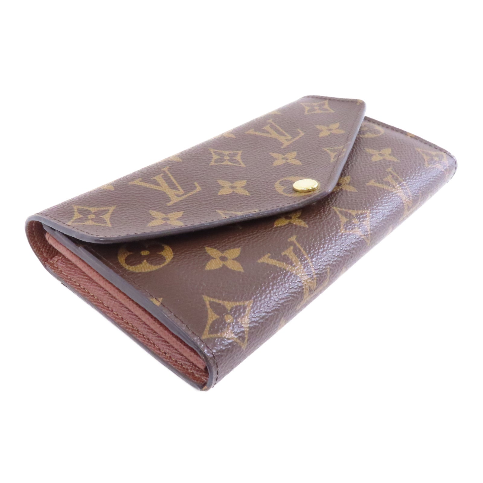 LOUIS VUITTON Monogram Sarah金扣長錢包棕色