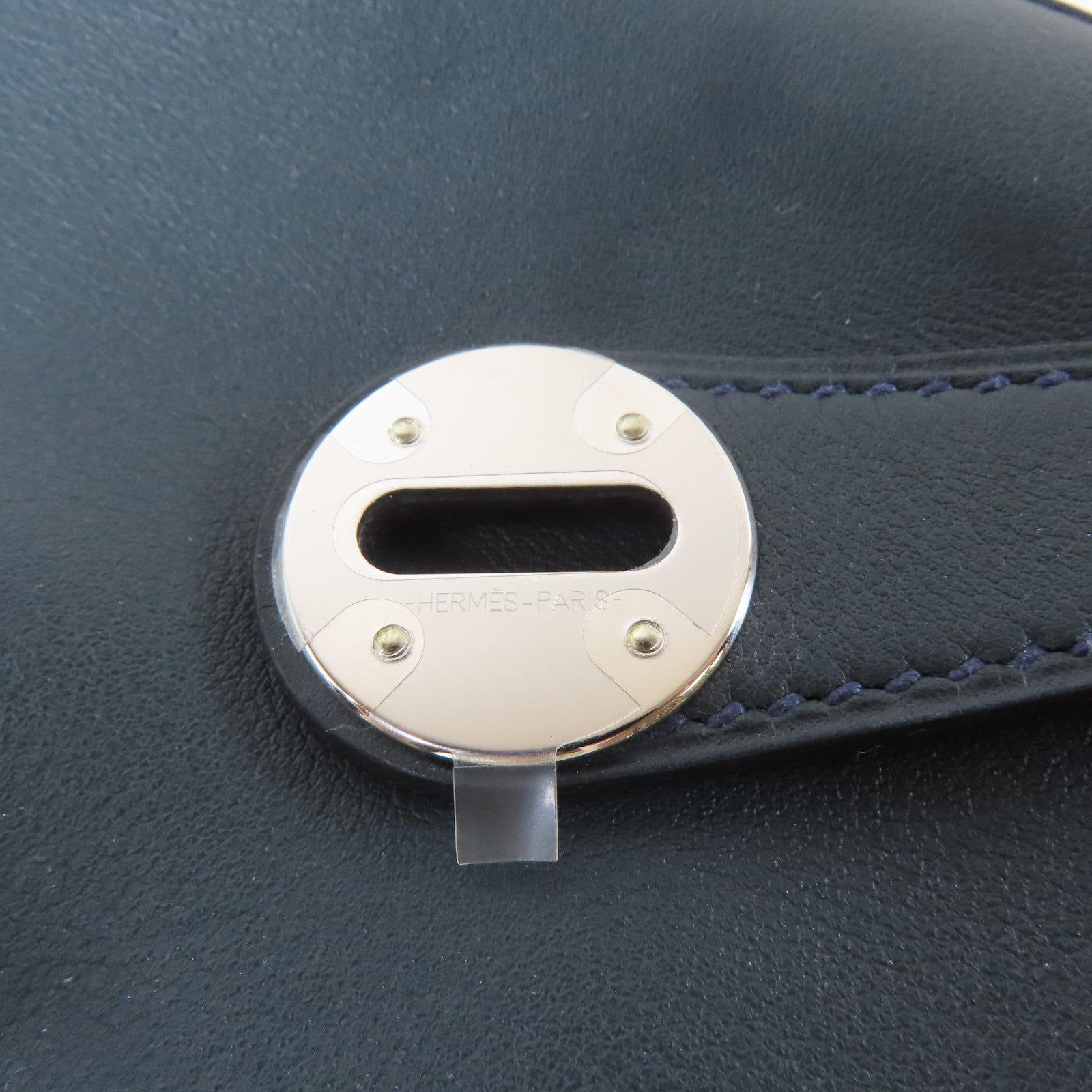 HERMES Swift皮革Lindy 26銀扣肩背袋Bleu Indigo/深綠色