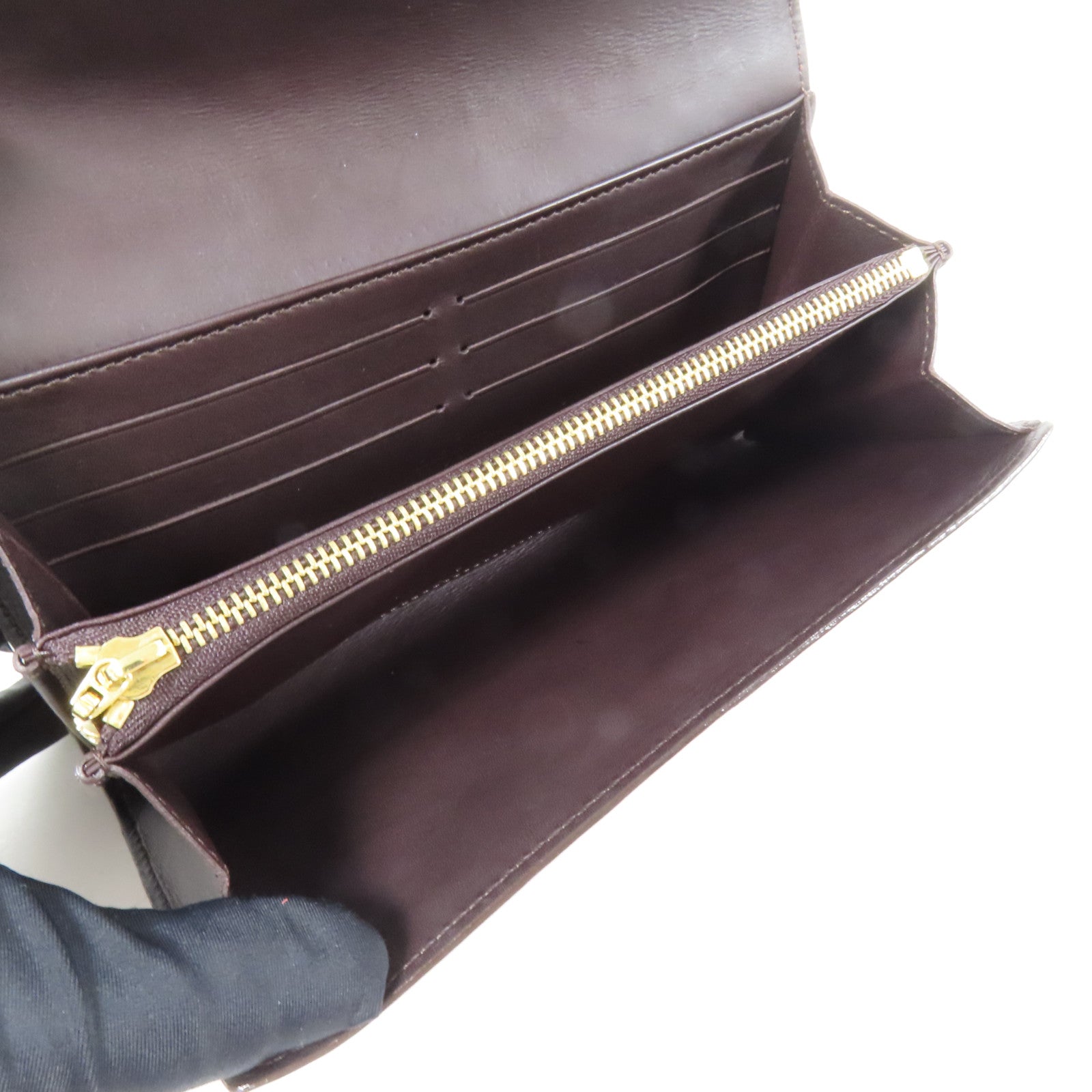 LOUIS VUITTON Monogram Vernis Sarah Wallet金扣長錢包