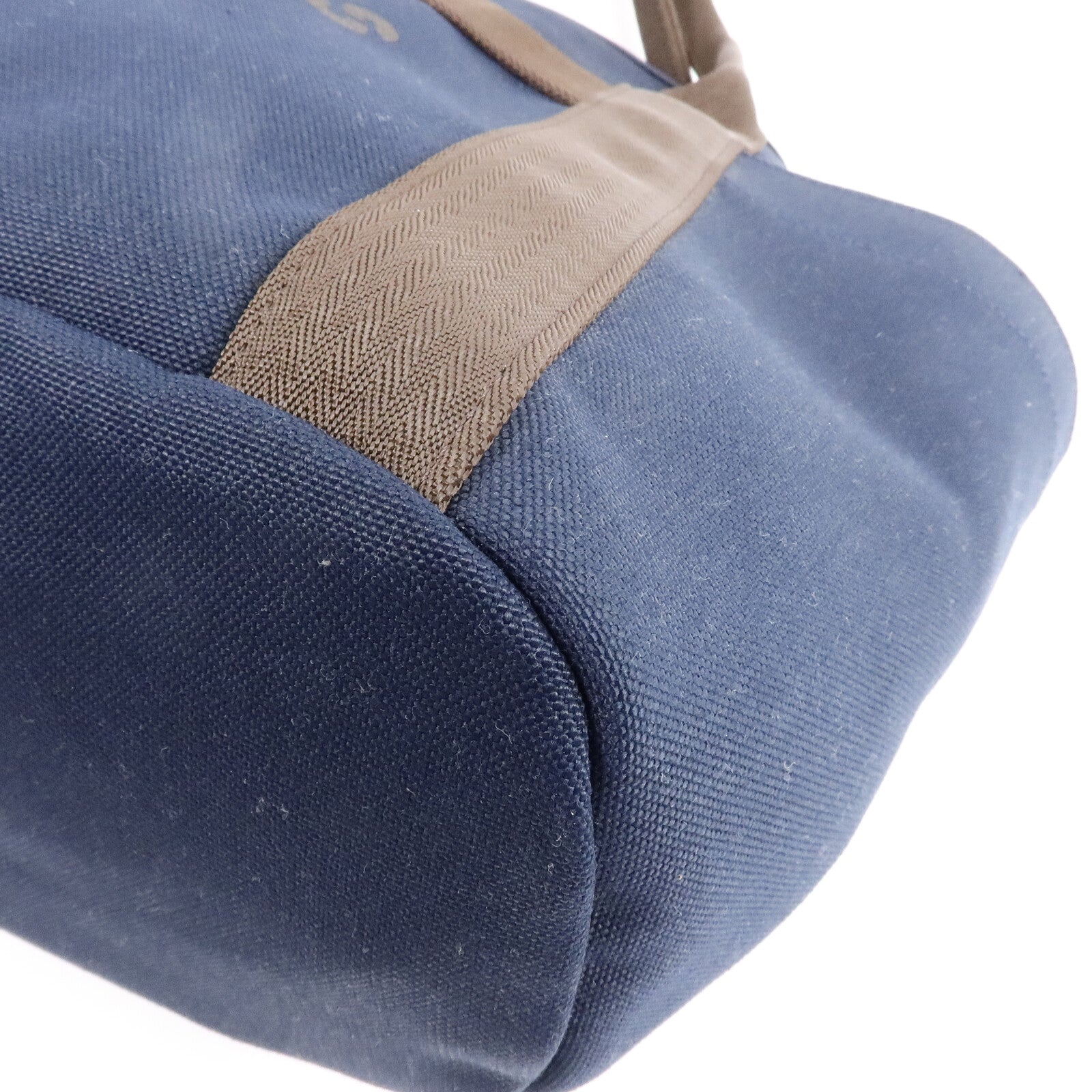 HERMES 帆布Grooming Bag銀扣手挽肩背兩用袋Blue