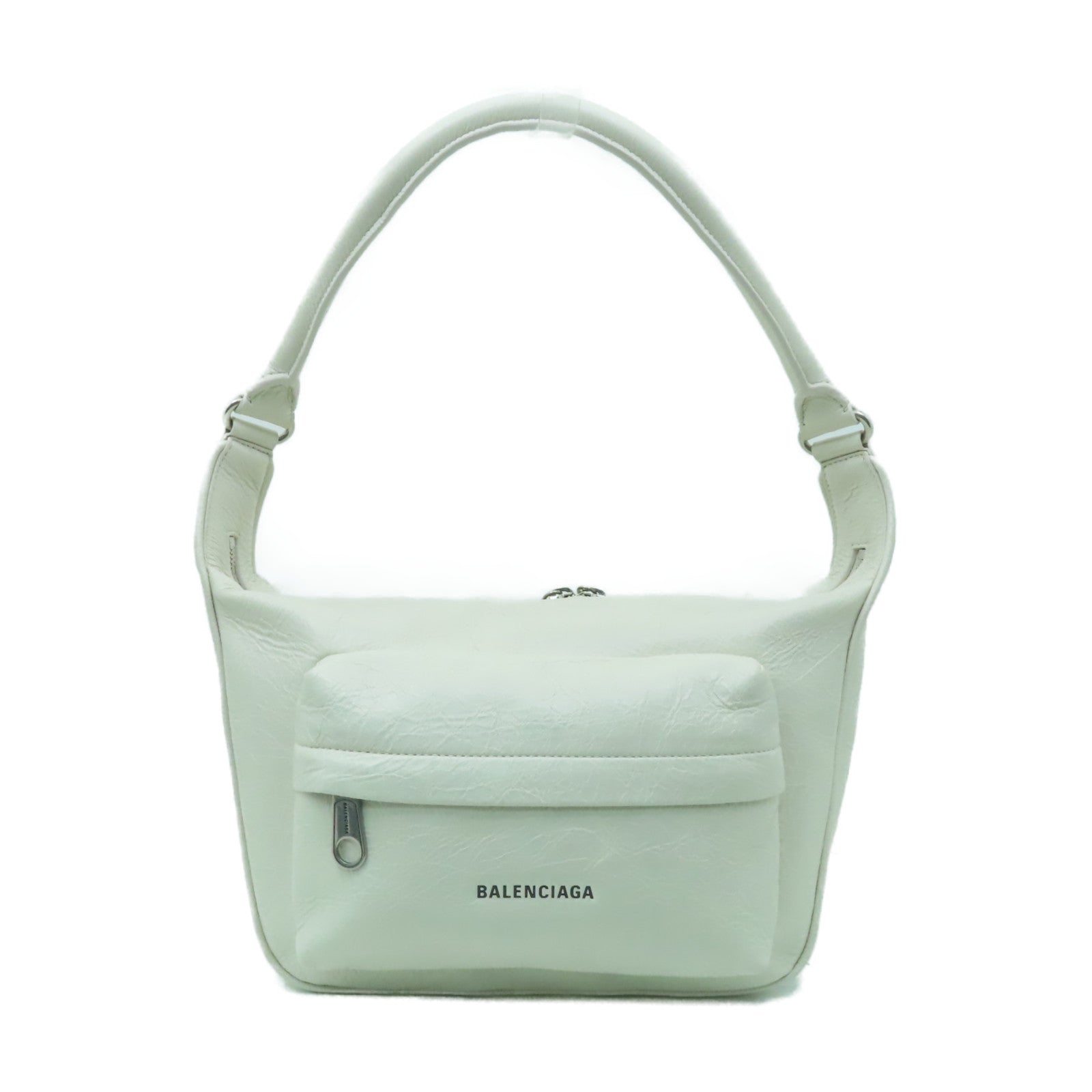 BALENCIAGA 【激減優惠】牛皮皮革Raver Bag銀扣肩背袋白色