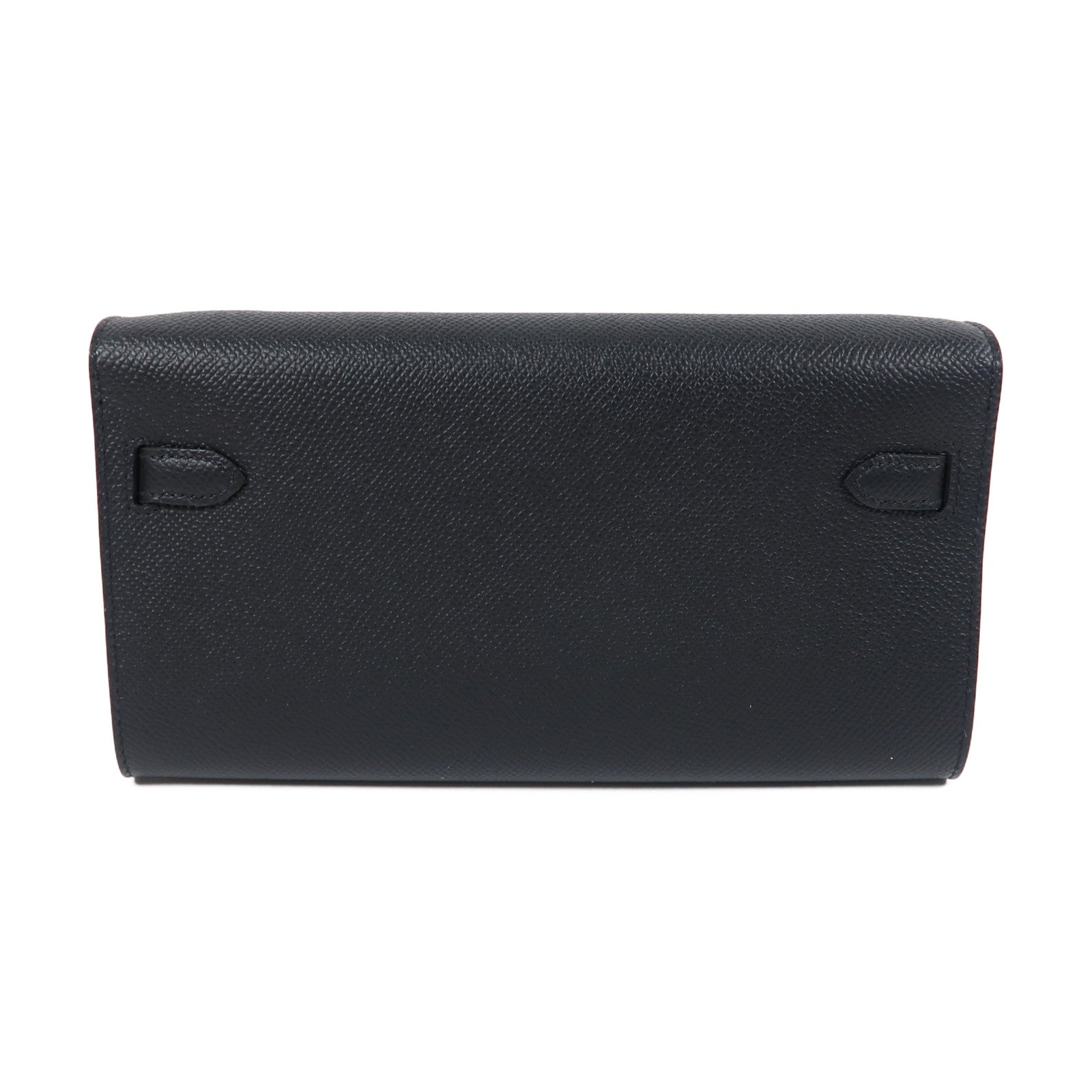 HERMES Epsom皮革Kelly To Go銀扣肩背袋Noir黑色