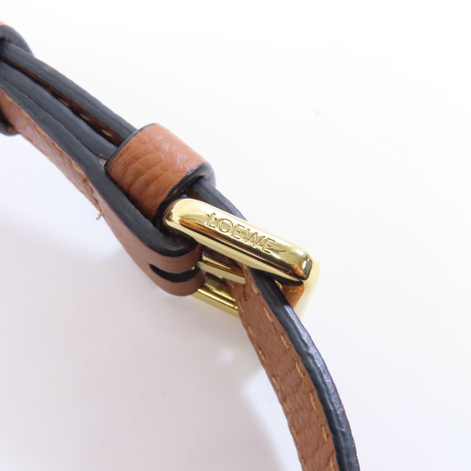 LOEWE 牛皮皮革Mini Gate金扣肩背袋棕色