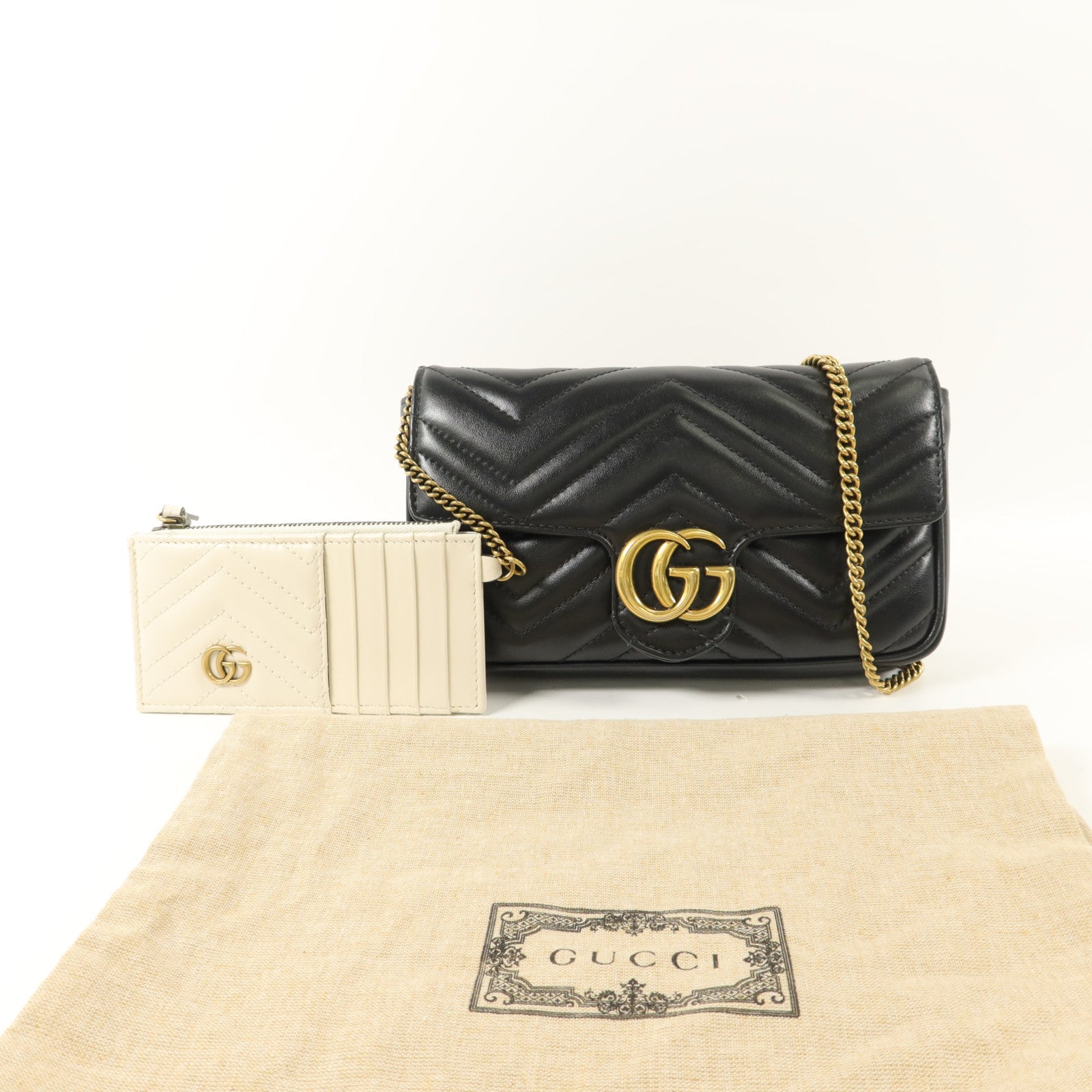 GUCCI 牛皮皮革GG Marmont鏈帶肩背袋