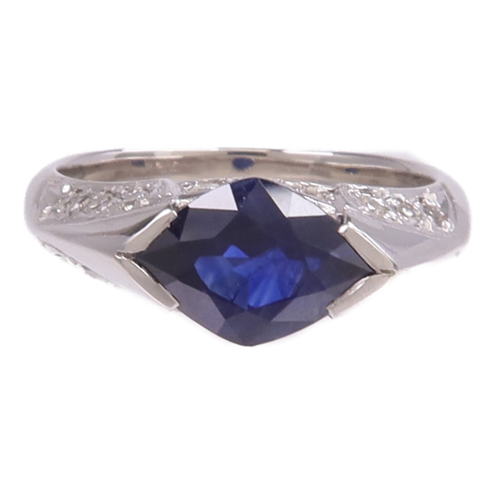 JEWELRY PT850鉑金Sapphire Diamond Ring藍寶石/鑽石戒指US#6.25