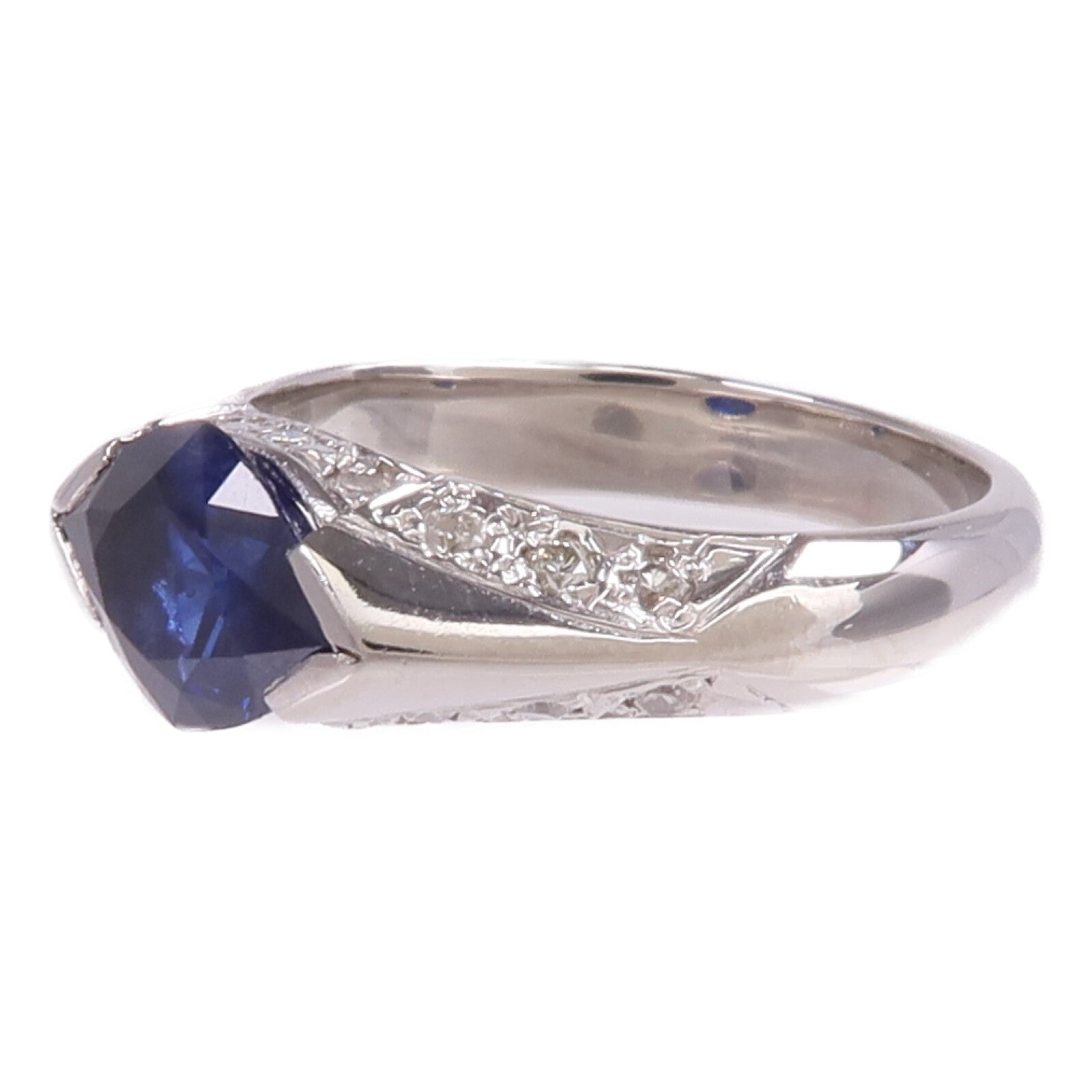 JEWELRY PT850鉑金Sapphire Diamond Ring藍寶石/鑽石戒指US#6.25