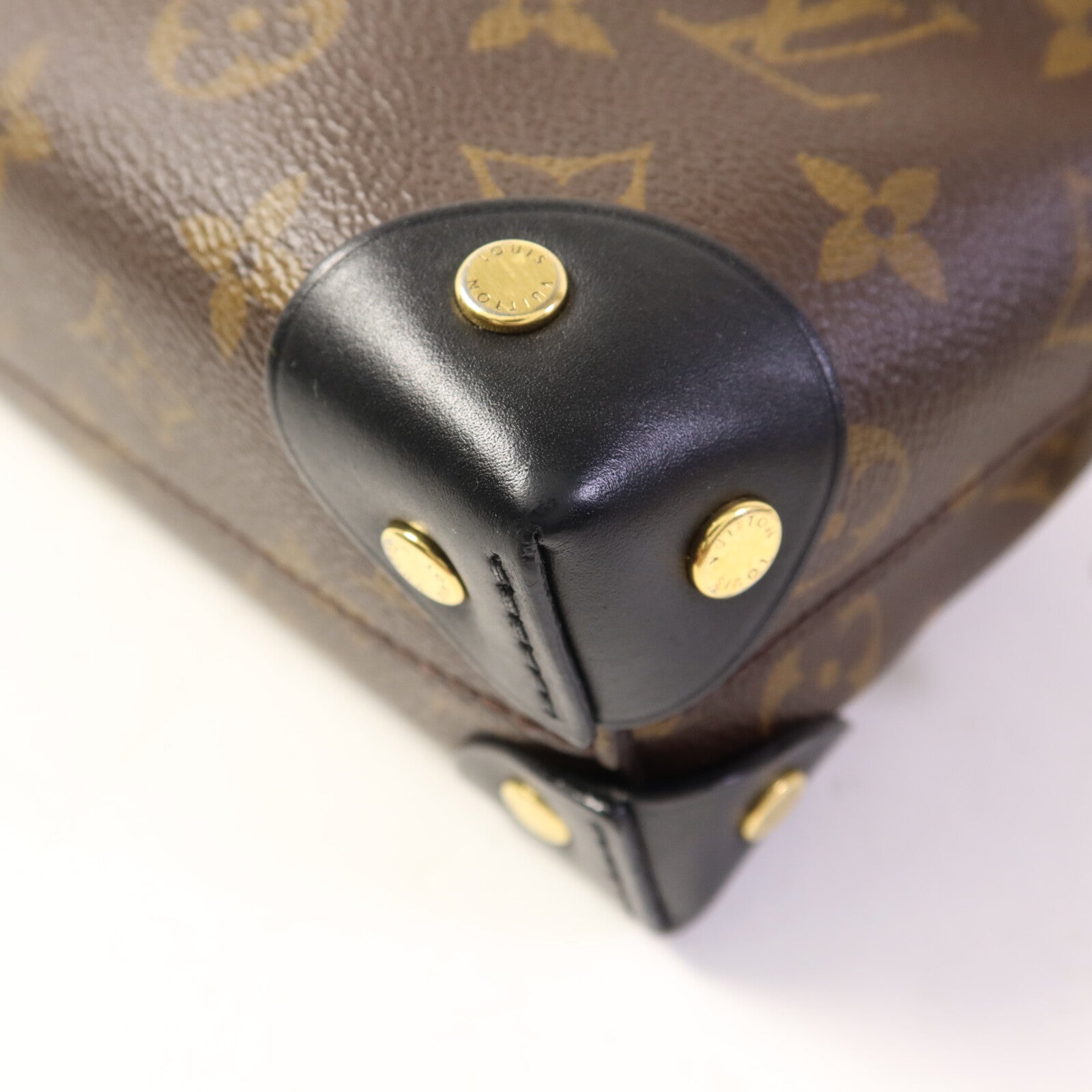LOUIS VUITTON Monogram Petite Malle Souple金扣手挽肩背兩用袋棕色