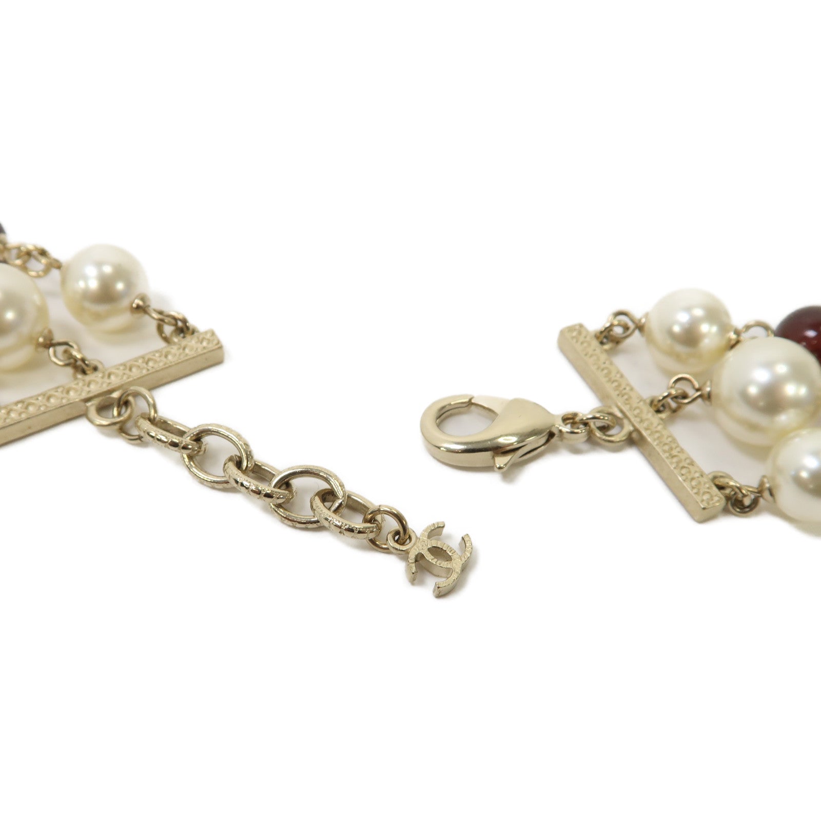 CHANEL PVC/金屬Necklace項鍊白色/紅色/金色