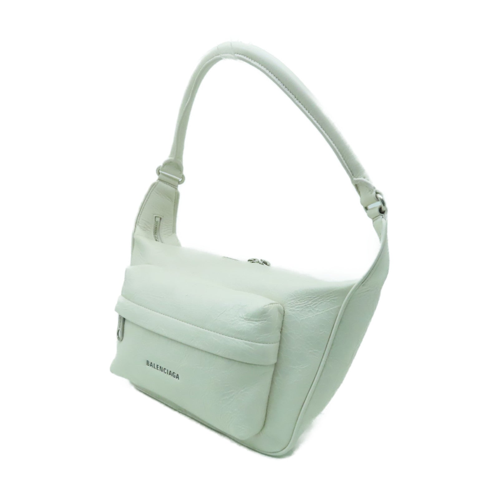 BALENCIAGA 【激減優惠】牛皮皮革Raver Bag銀扣肩背袋白色