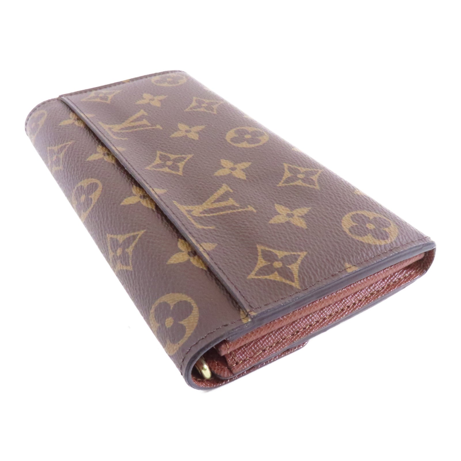 LOUIS VUITTON Monogram Sarah金扣長錢包棕色