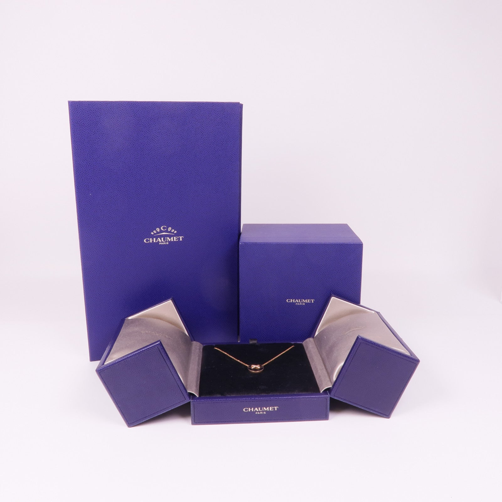 Chaumet 18K玫瑰金Jeux De Liens Harmony縞瑪瑙/鑽石項鍊