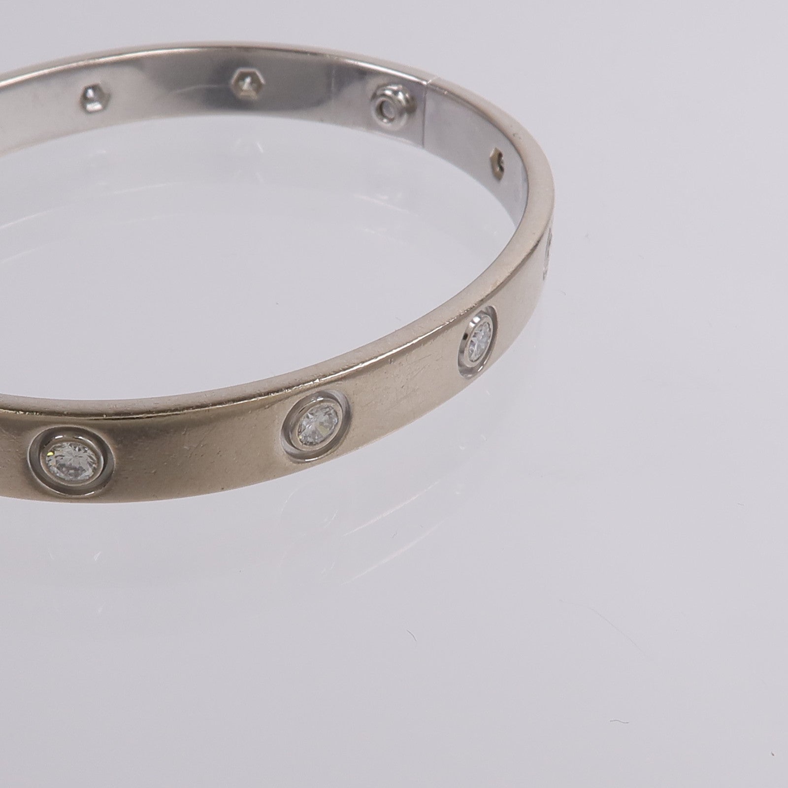 CARTIER 18K白金Love Bracelet 10 Diamonds鑽石手鐲