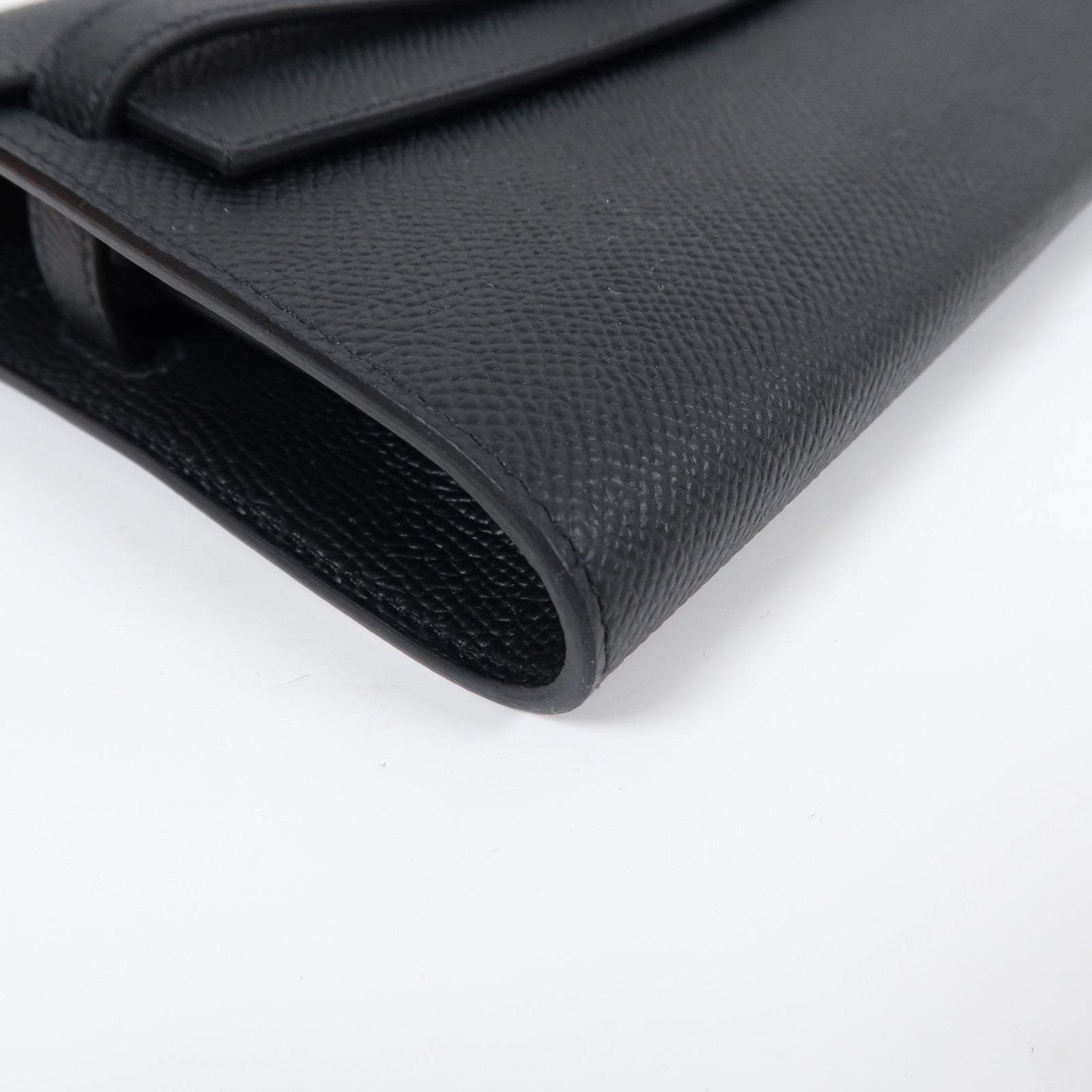 HERMES Epsom皮革Kelly To Go銀扣肩背袋Noir黑色