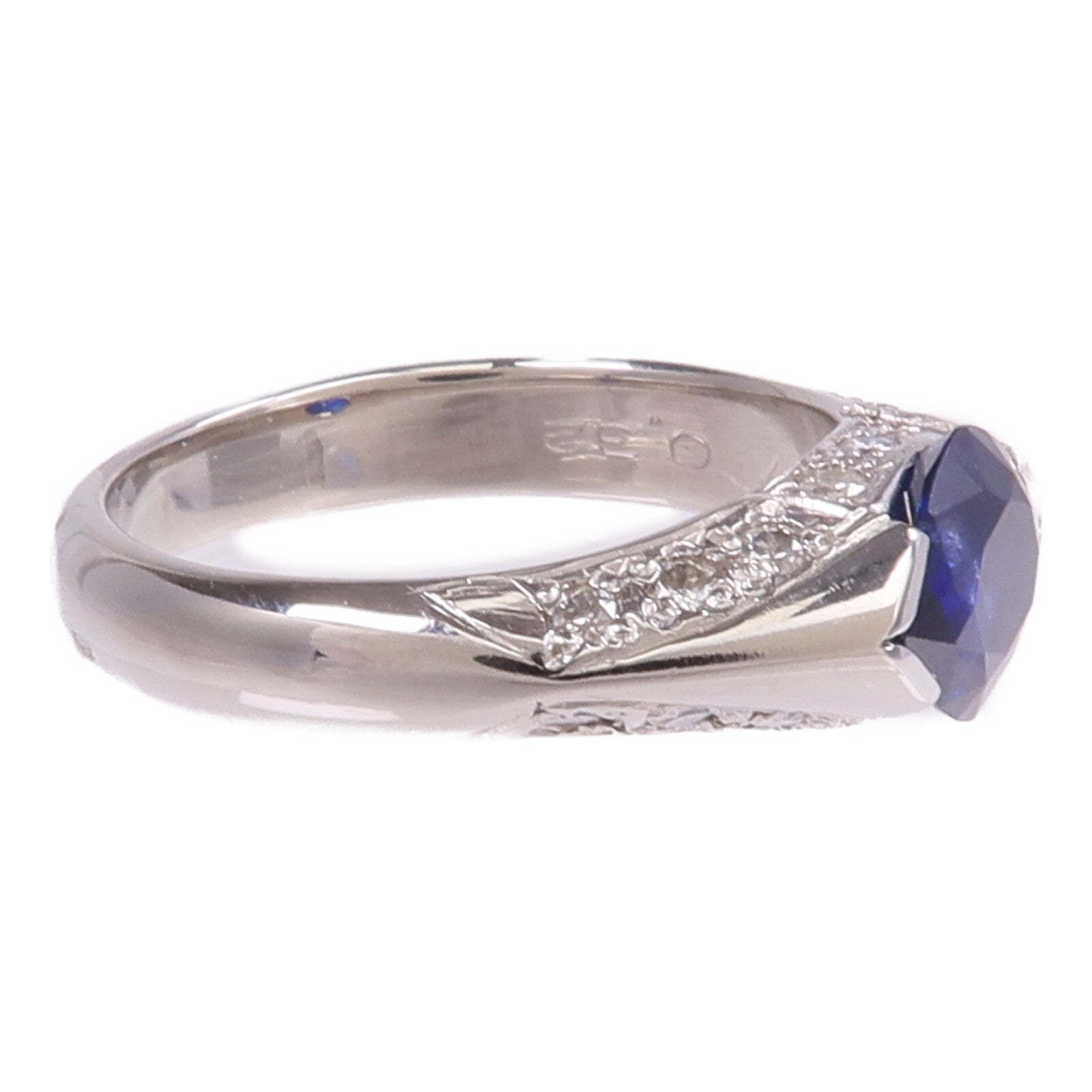 JEWELRY PT850鉑金Sapphire Diamond Ring藍寶石/鑽石戒指US#6.25