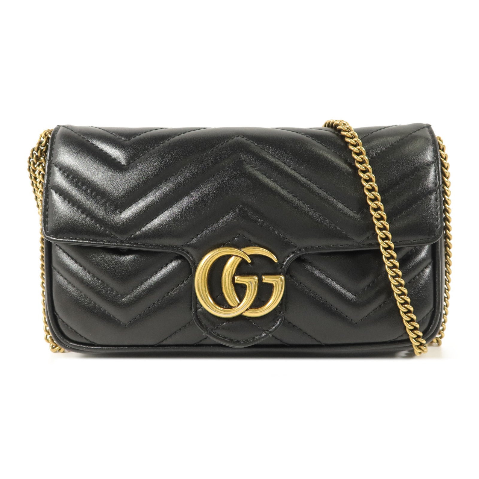 GUCCI 牛皮皮革GG Marmont鏈帶肩背袋