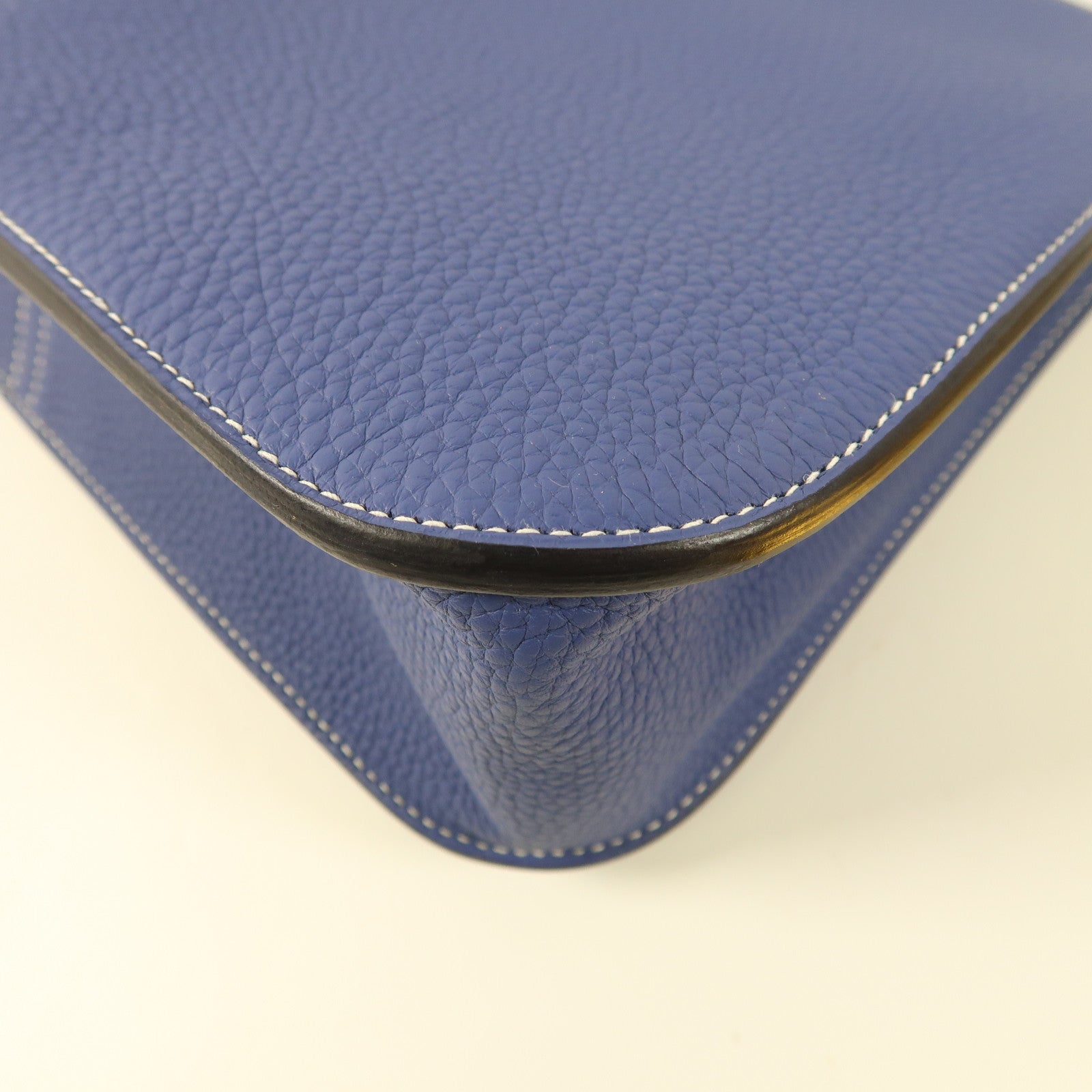 HERMES PHW Halzan 31 2 Way Shoulder Handbag Clemence Leather Bleu Brighton