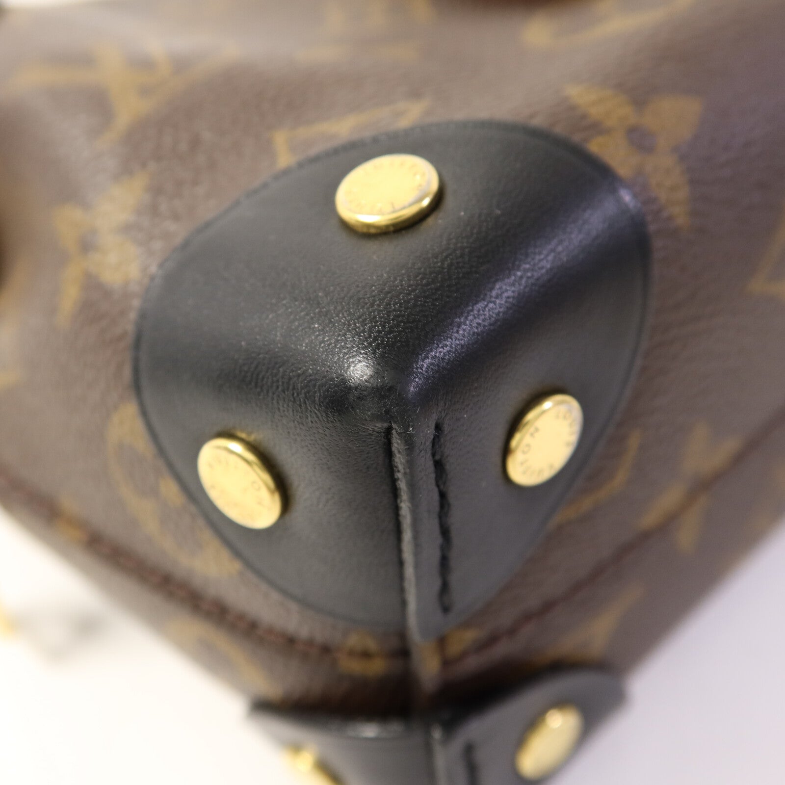 LOUIS VUITTON Monogram Petite Malle Souple金扣手挽肩背兩用袋棕色