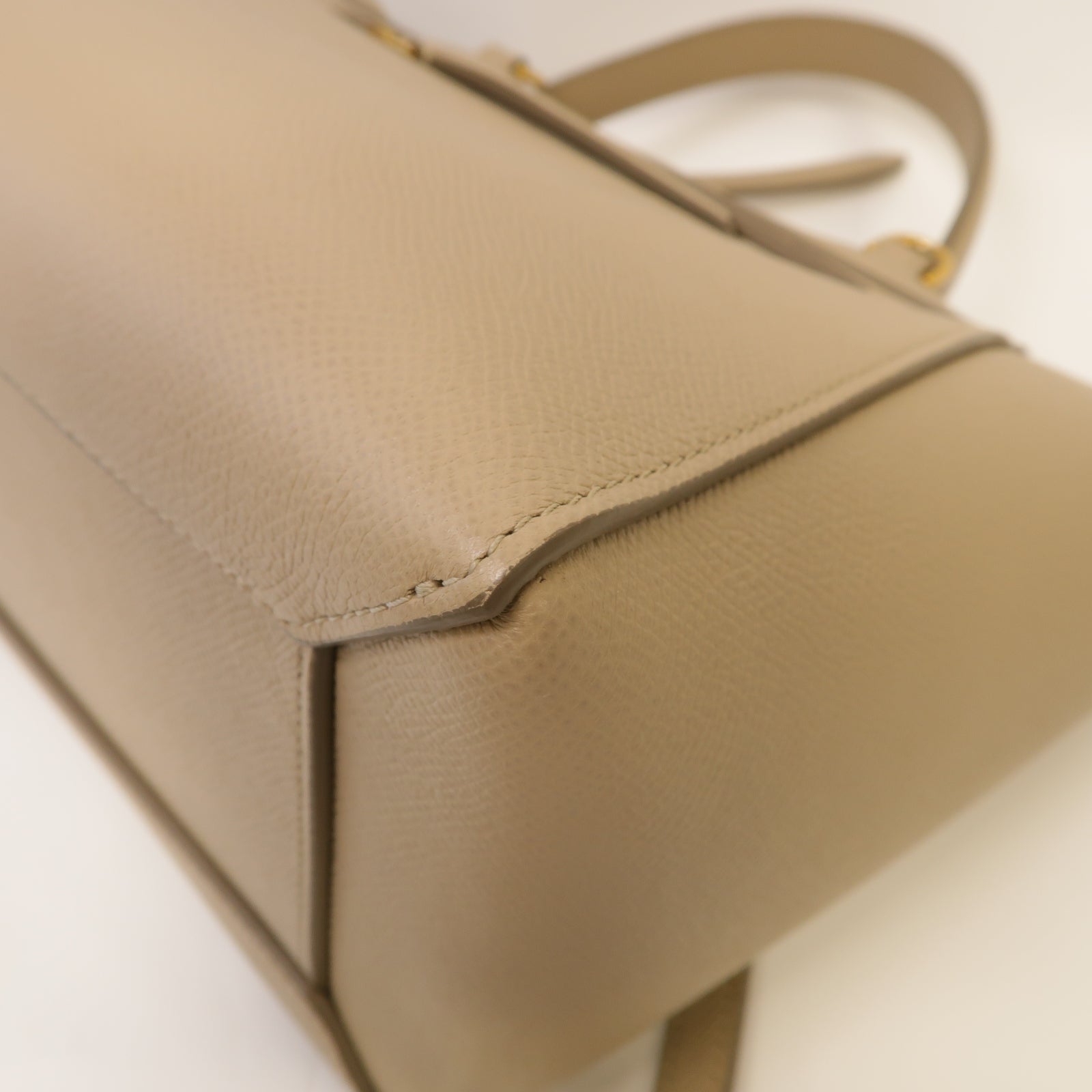 CELINE 牛皮皮革Micro Belt Bag金扣手挽肩背兩用袋米色