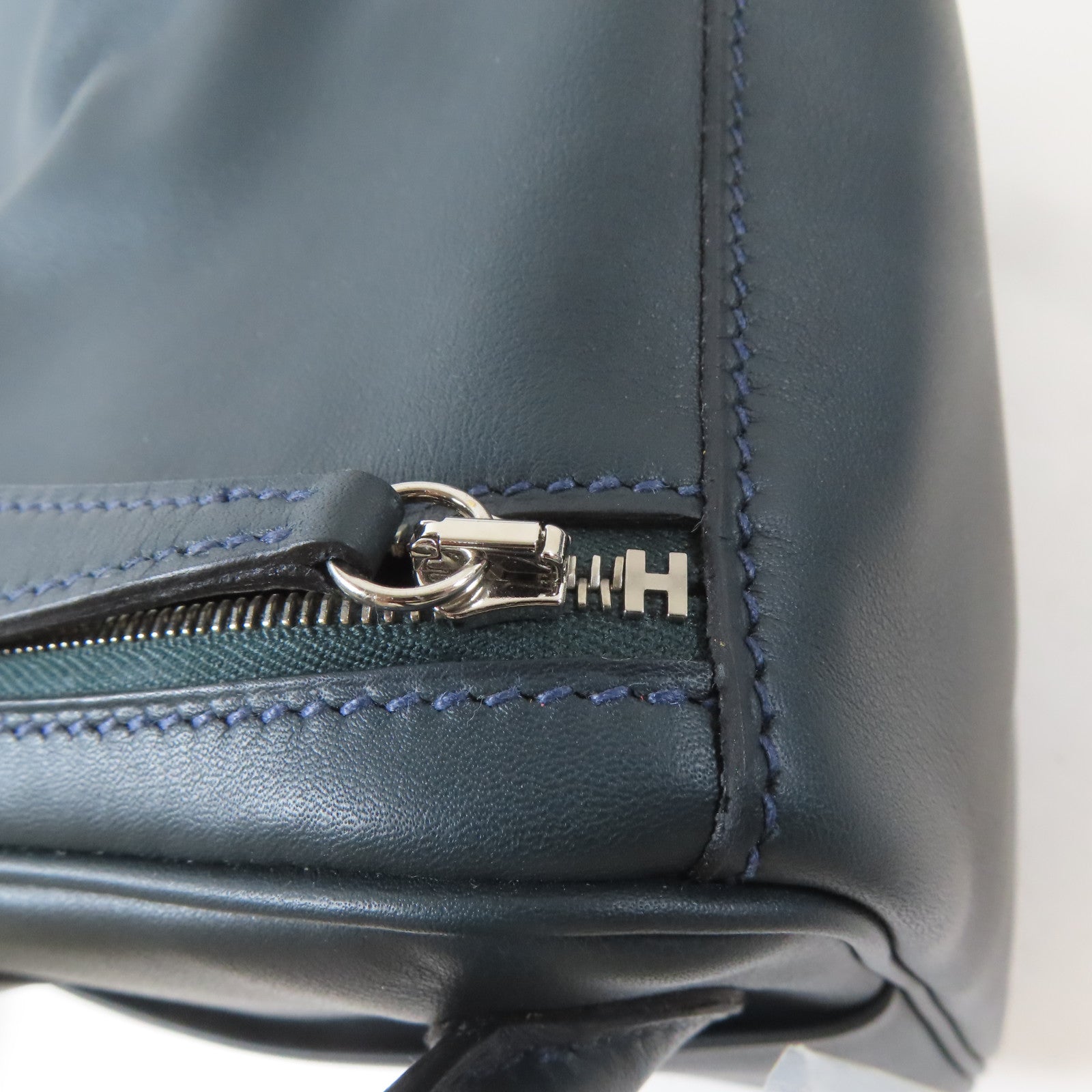 HERMES Swift皮革Lindy 26銀扣肩背袋Bleu Indigo/深綠色