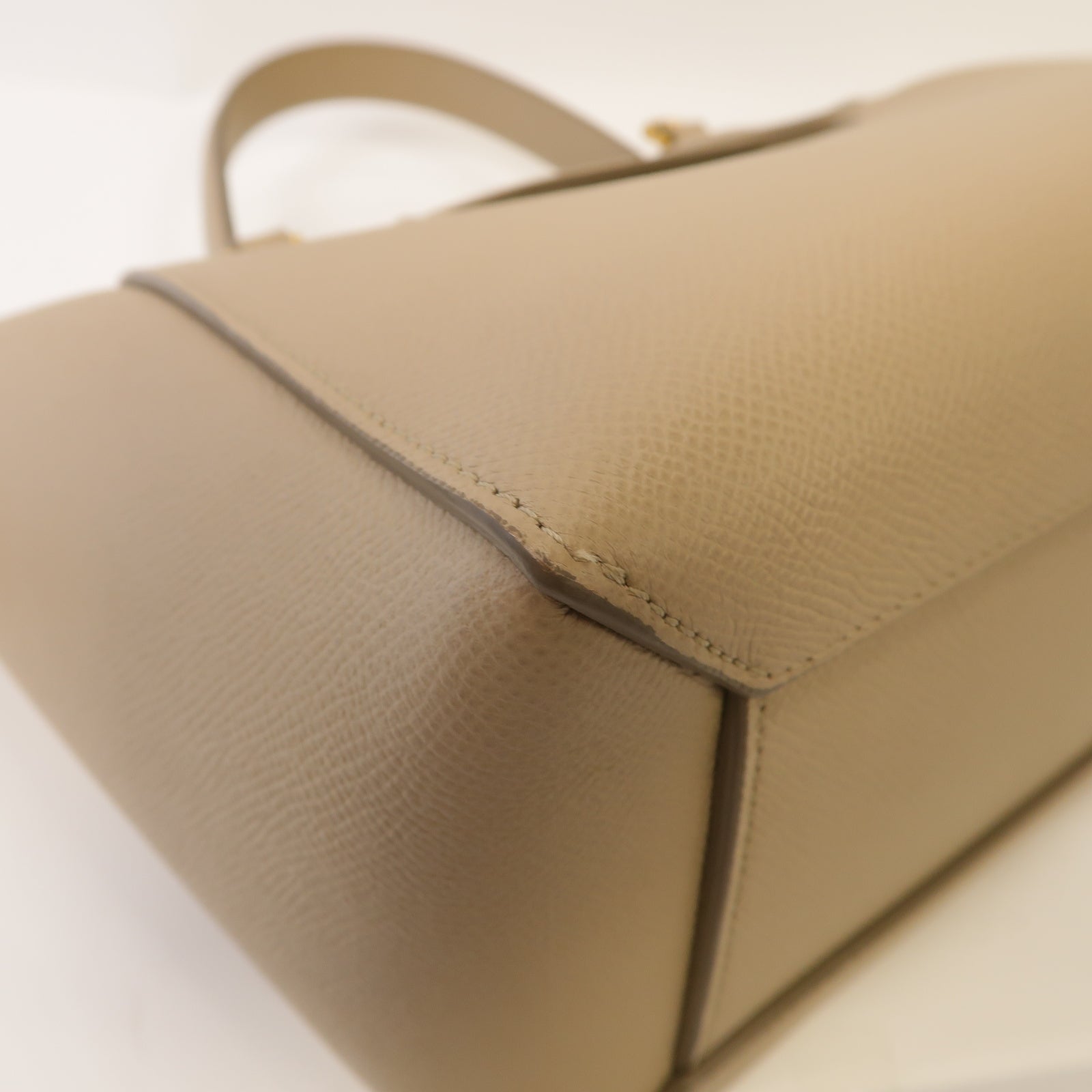 CELINE 牛皮皮革Micro Belt Bag金扣手挽肩背兩用袋米色