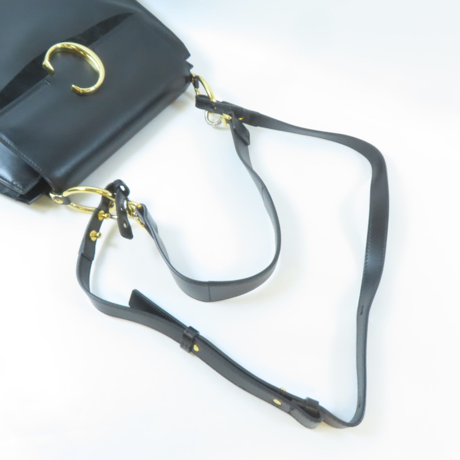 Chloe 【激減優惠】牛皮皮革2 Way Shoulder Bag金扣手挽肩背兩用袋黑色
