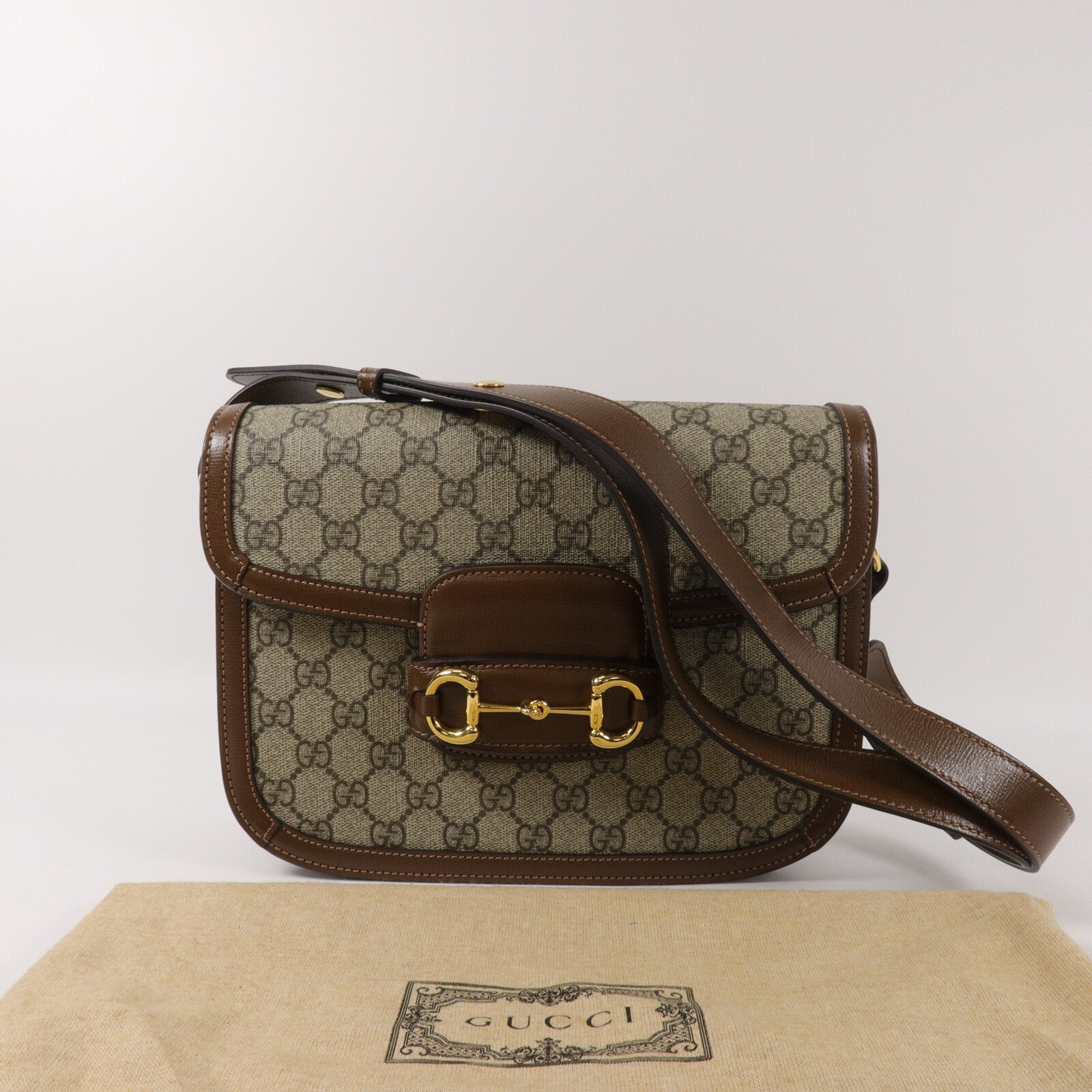 GUCCI 塗層帆布Horsebit 1955肩背袋