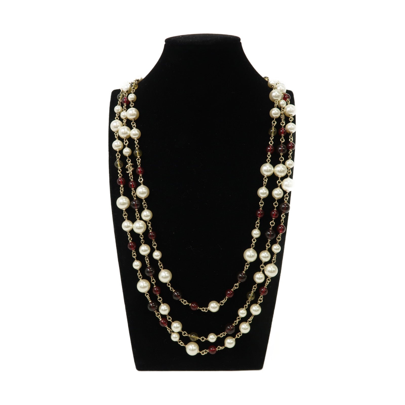 CHANEL PVC/金屬Necklace項鍊白色/紅色/金色