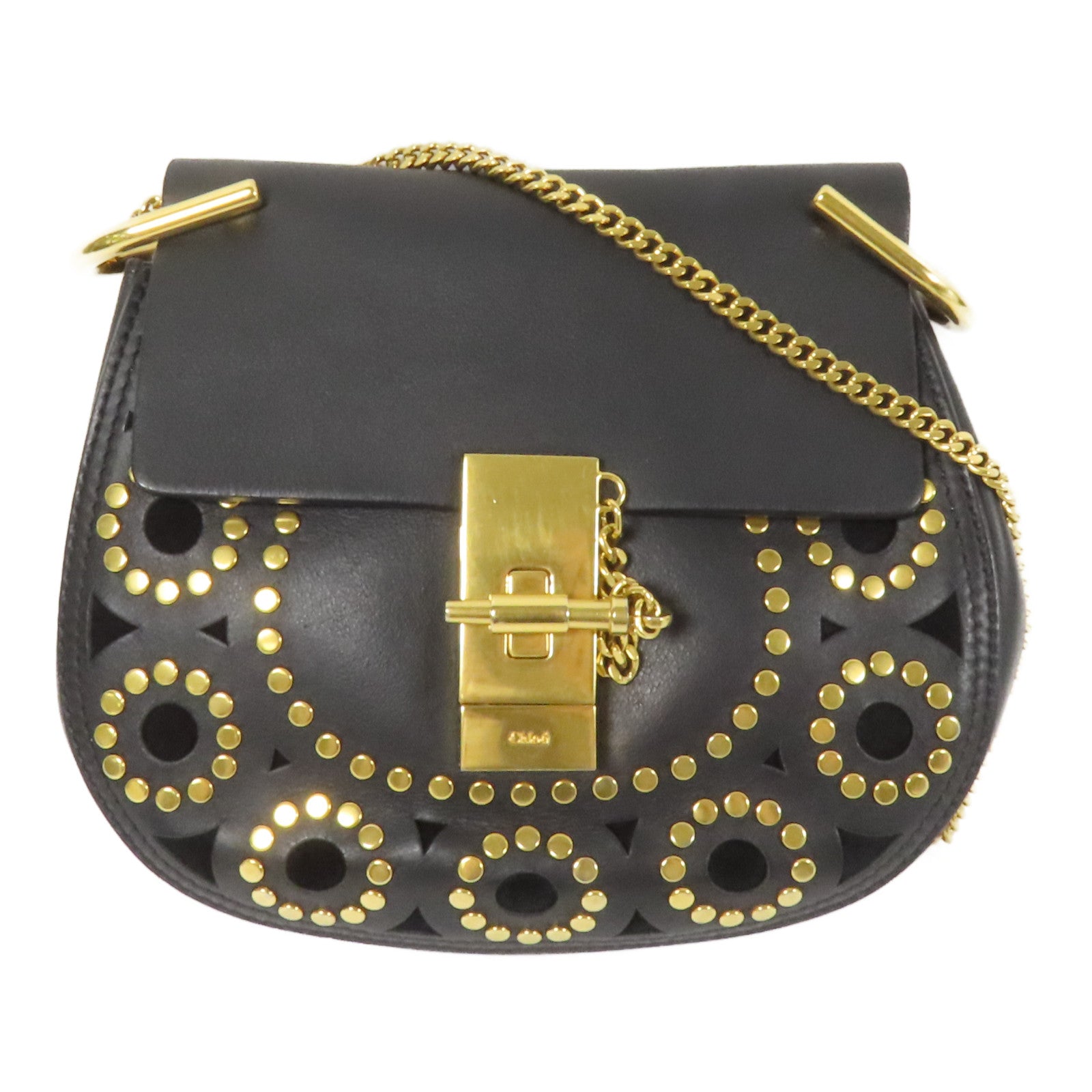 Chloe 牛皮皮革Drew金扣鏈帶肩背袋