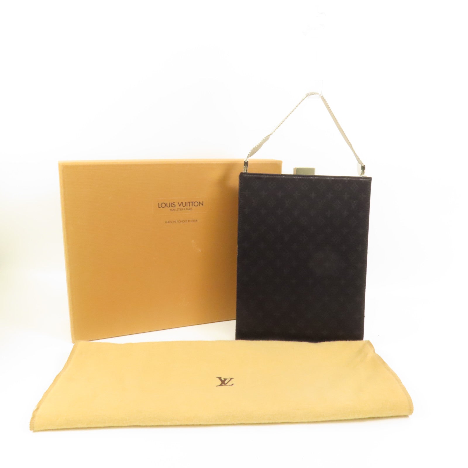 LOUIS VUITTON 【激減優惠】Monogram Satin Ange GM銀扣手挽袋