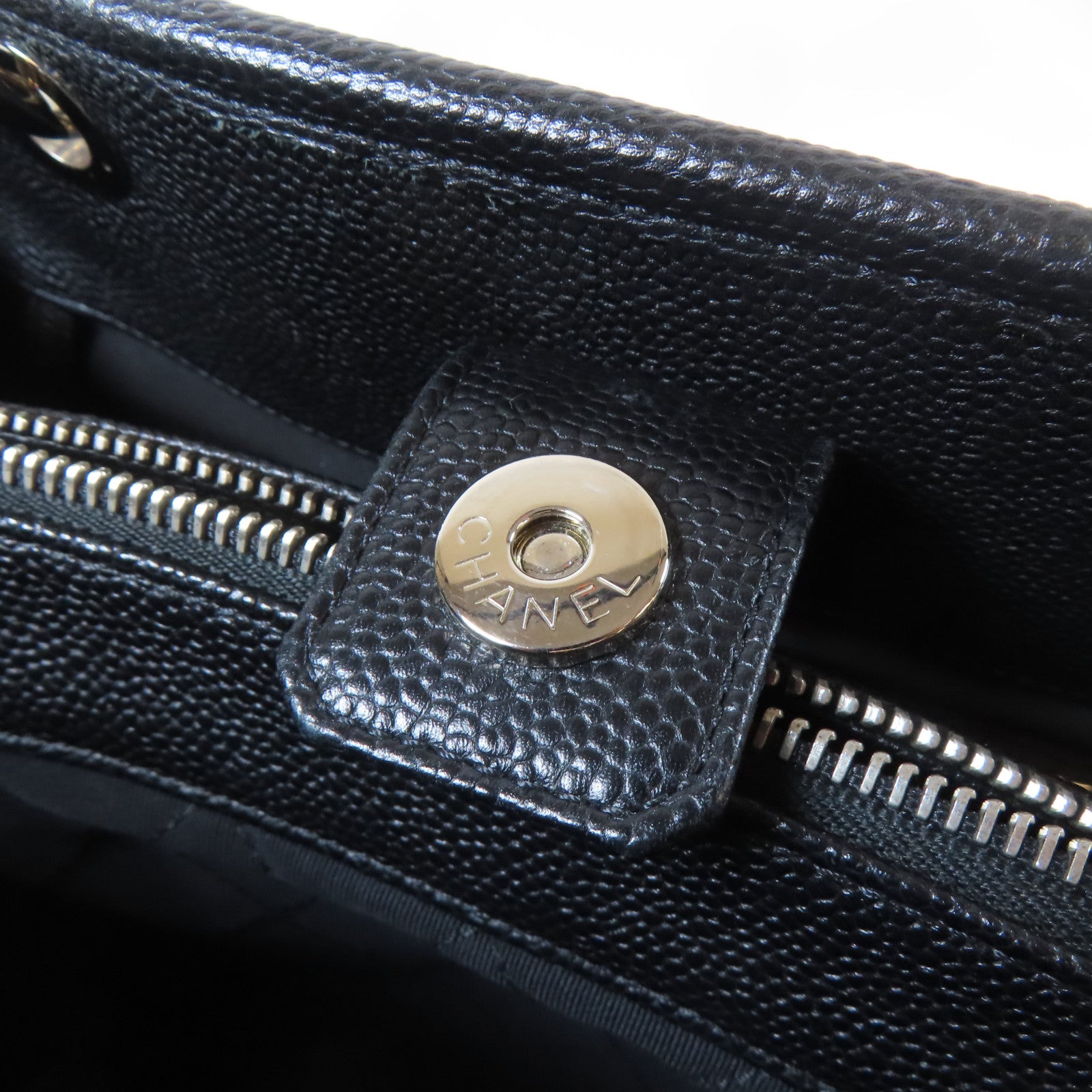 CHANEL 菱格Caviar皮革2 Way Chain Shoulder Bag銀扣手挽肩背兩用袋黑色
