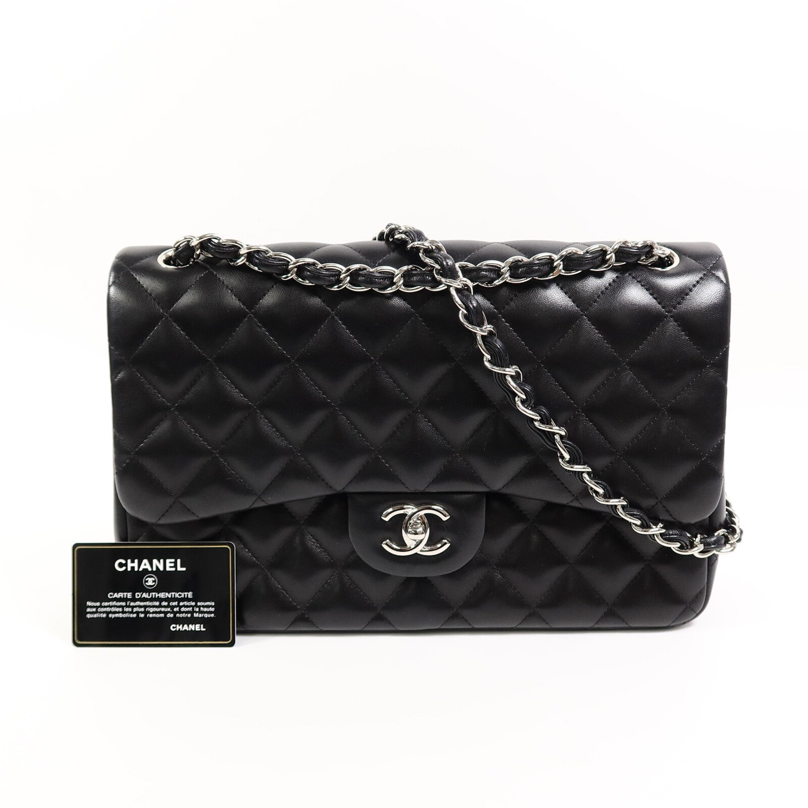 CHANEL 羊皮皮革Large Classic鏈帶肩背袋