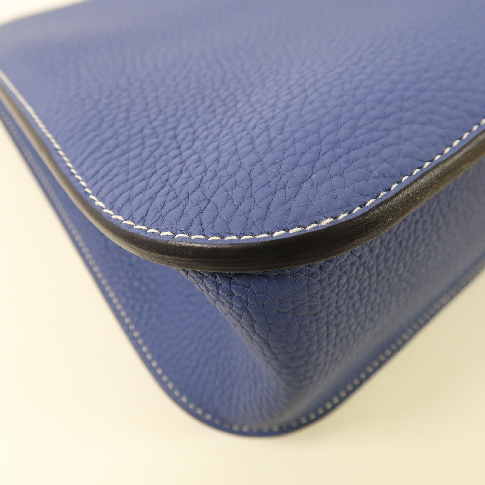 HERMES PHW Halzan 31 2 Way Shoulder Handbag Clemence Leather Bleu Brighton