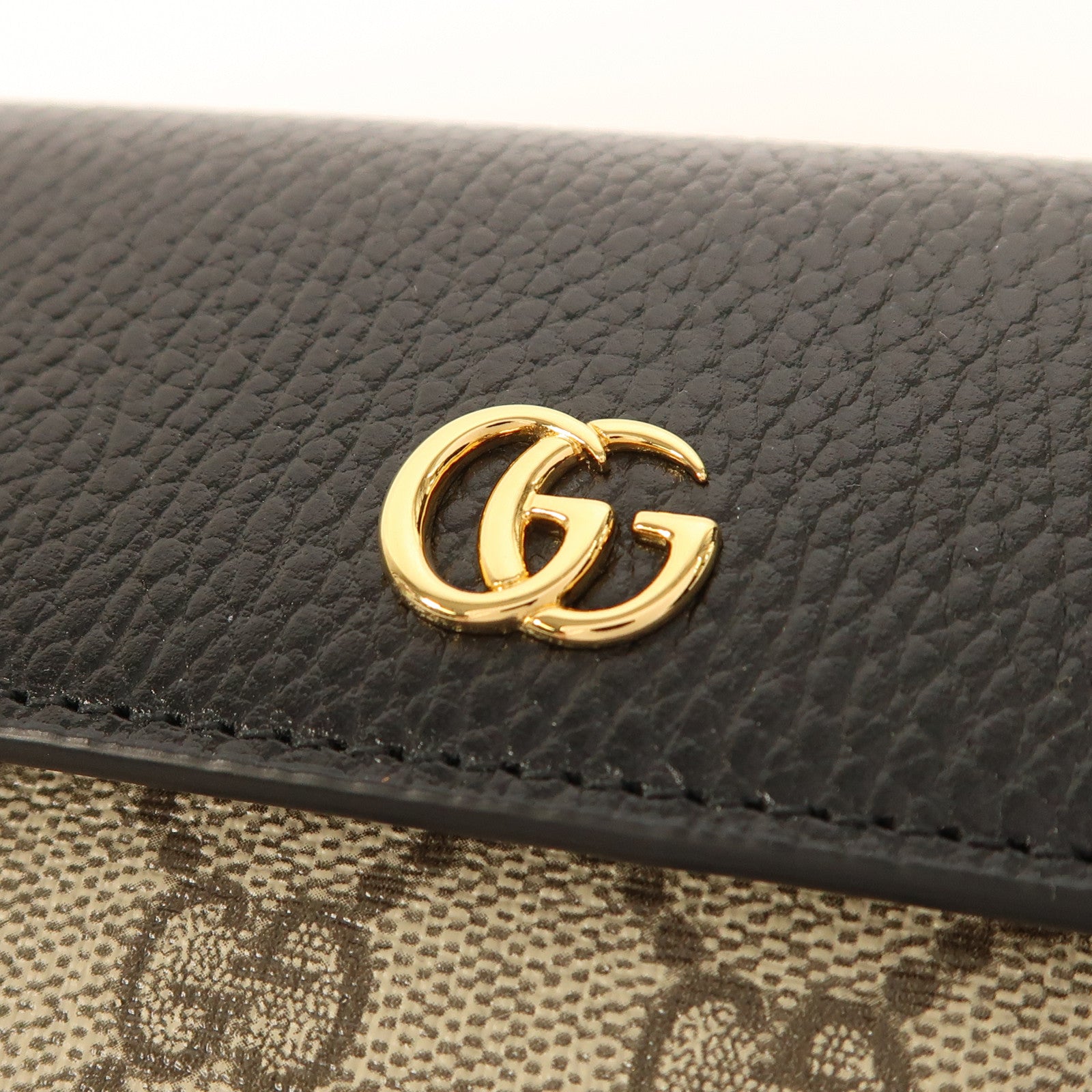 GUCCI 塗層帆布/牛皮皮革Long Wallet金扣長錢包