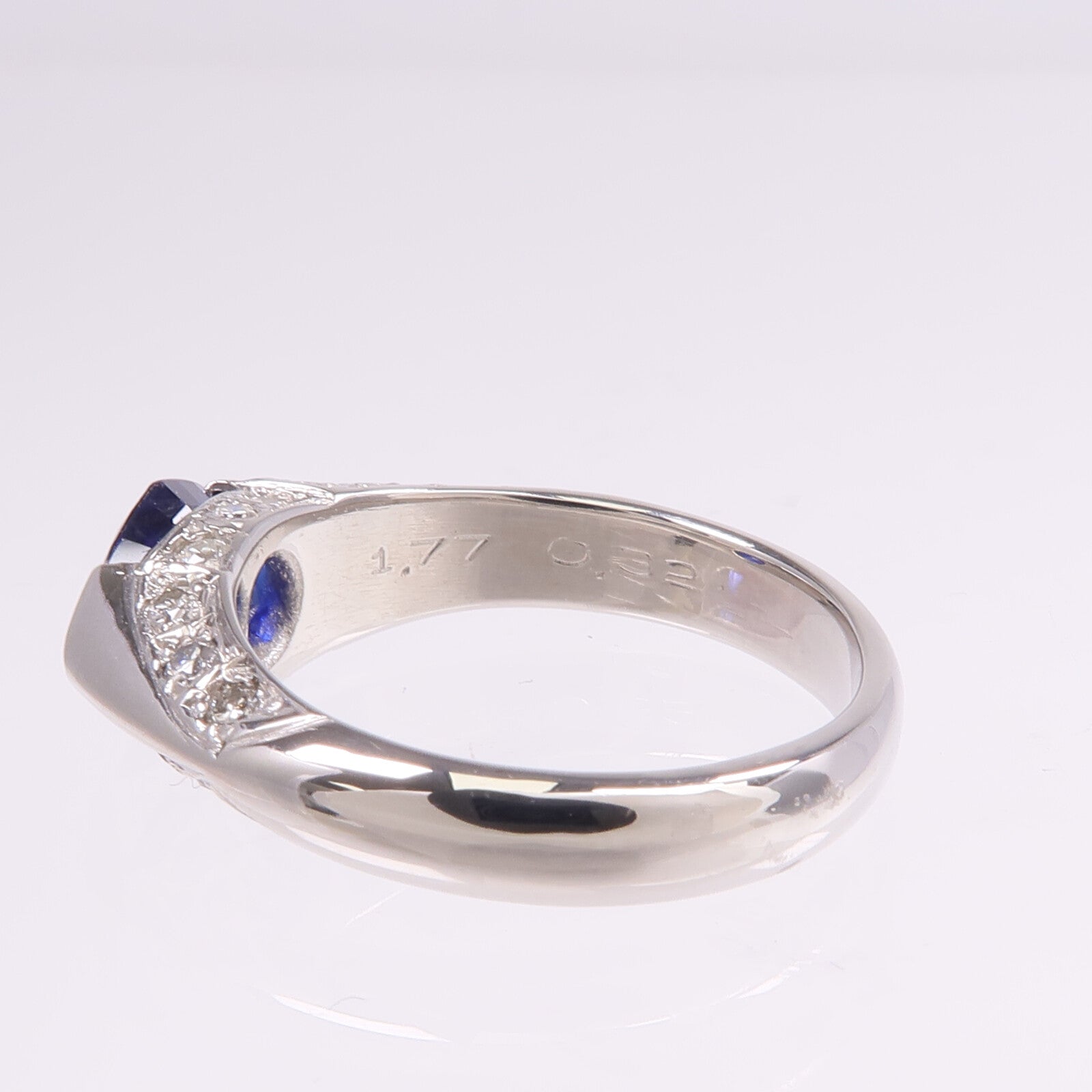 JEWELRY PT850鉑金Sapphire Diamond Ring藍寶石/鑽石戒指US#6.25