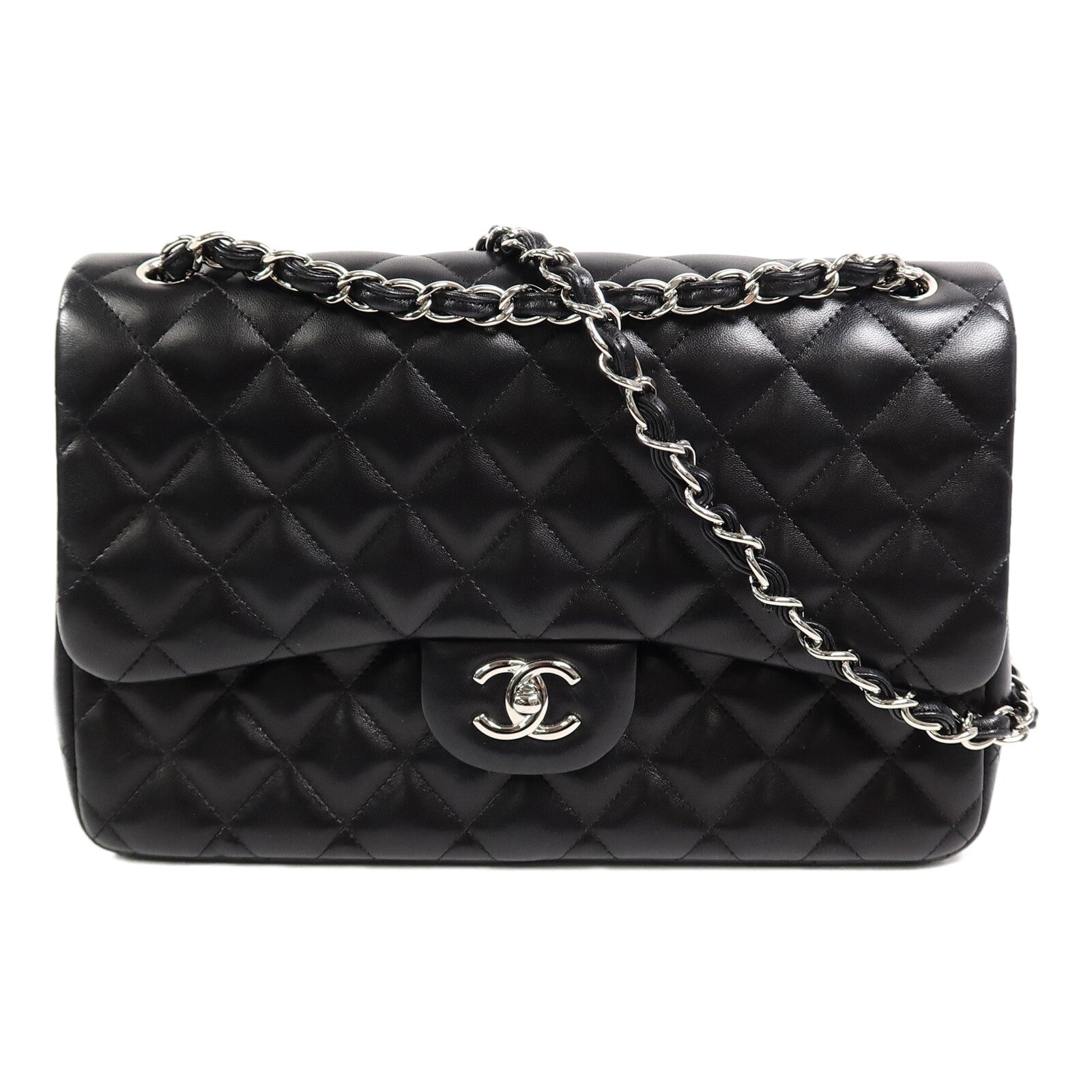 CHANEL 羊皮皮革Large Classic鏈帶肩背袋