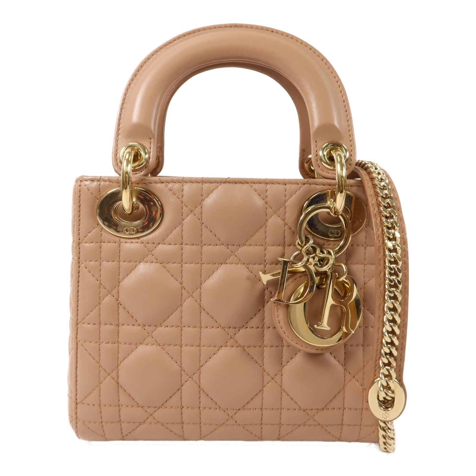 Dior 羊皮皮革Lady Dior Mini鏈帶手挽肩背兩用袋