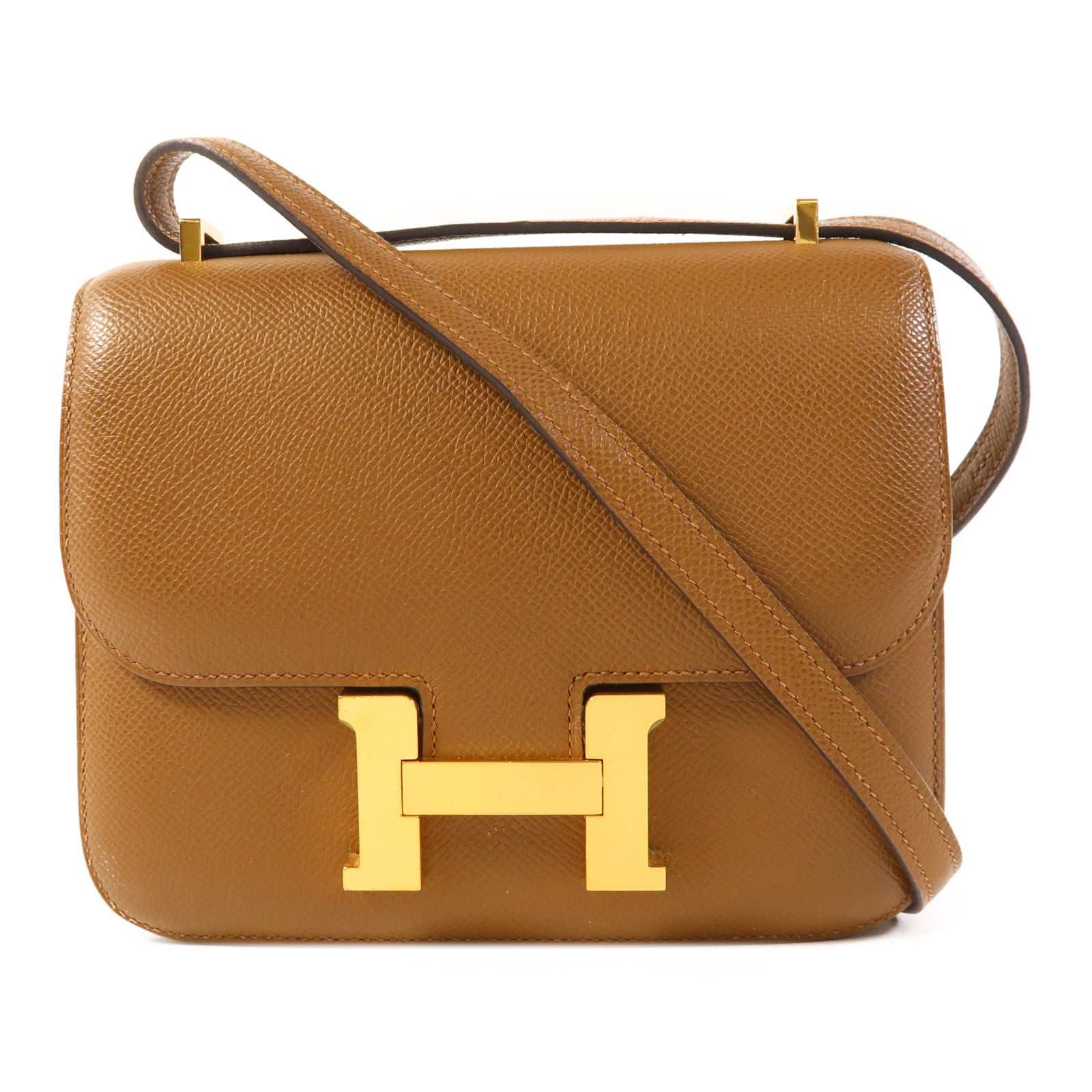 HERMES Epsom皮革Constance Mini金扣肩背袋3G Alezan