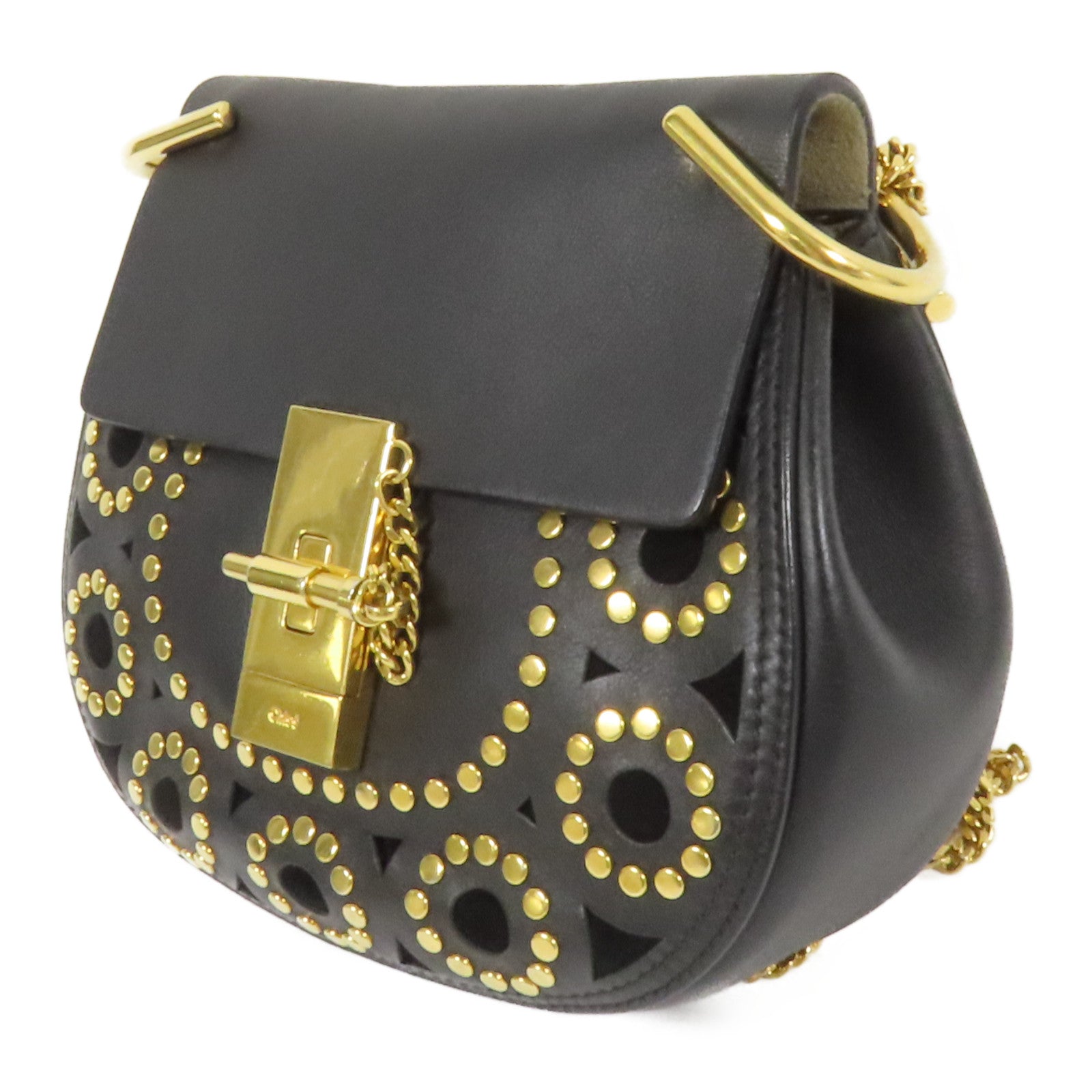 Chloe 牛皮皮革Drew金扣鏈帶肩背袋