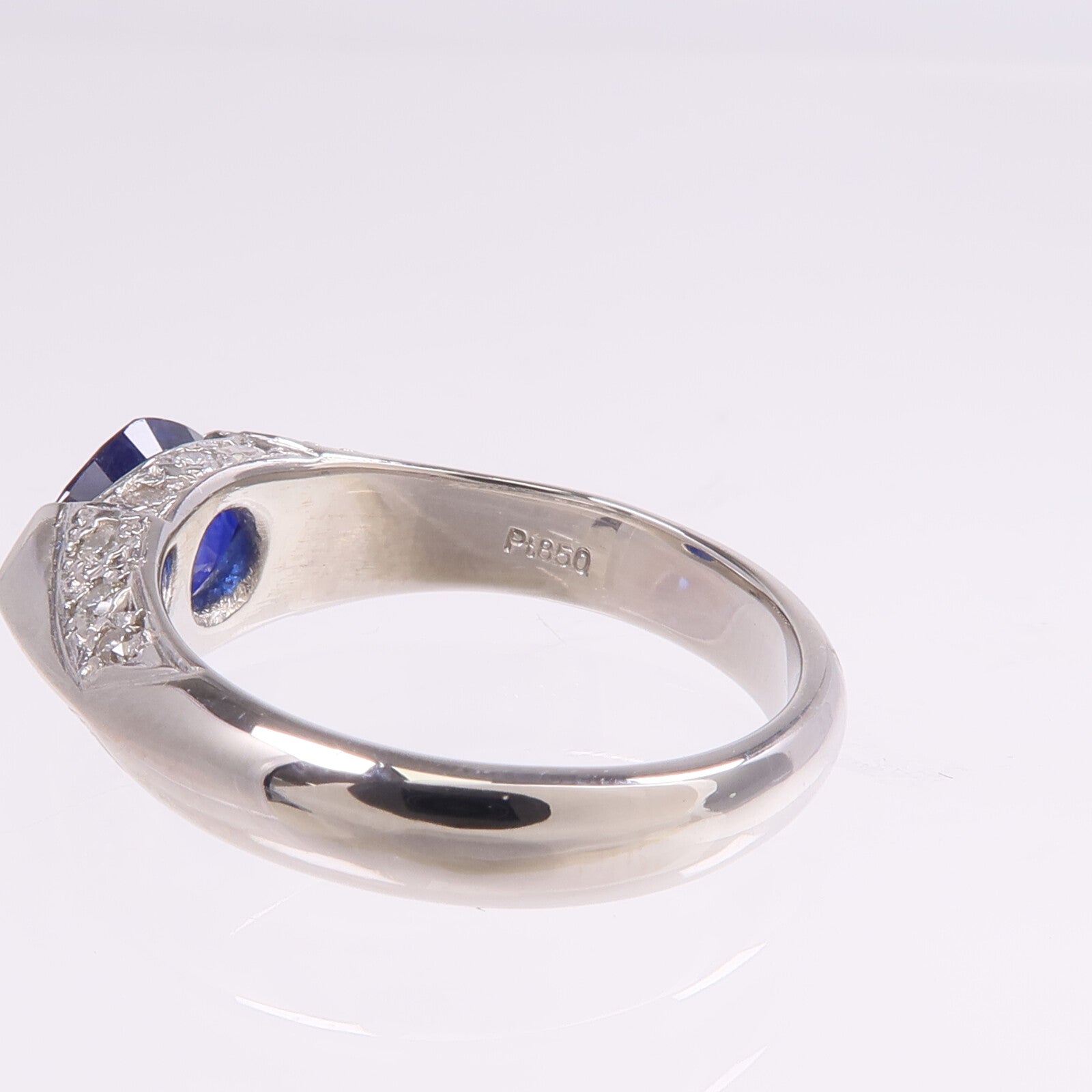 JEWELRY PT850鉑金Sapphire Diamond Ring藍寶石/鑽石戒指US#6.25