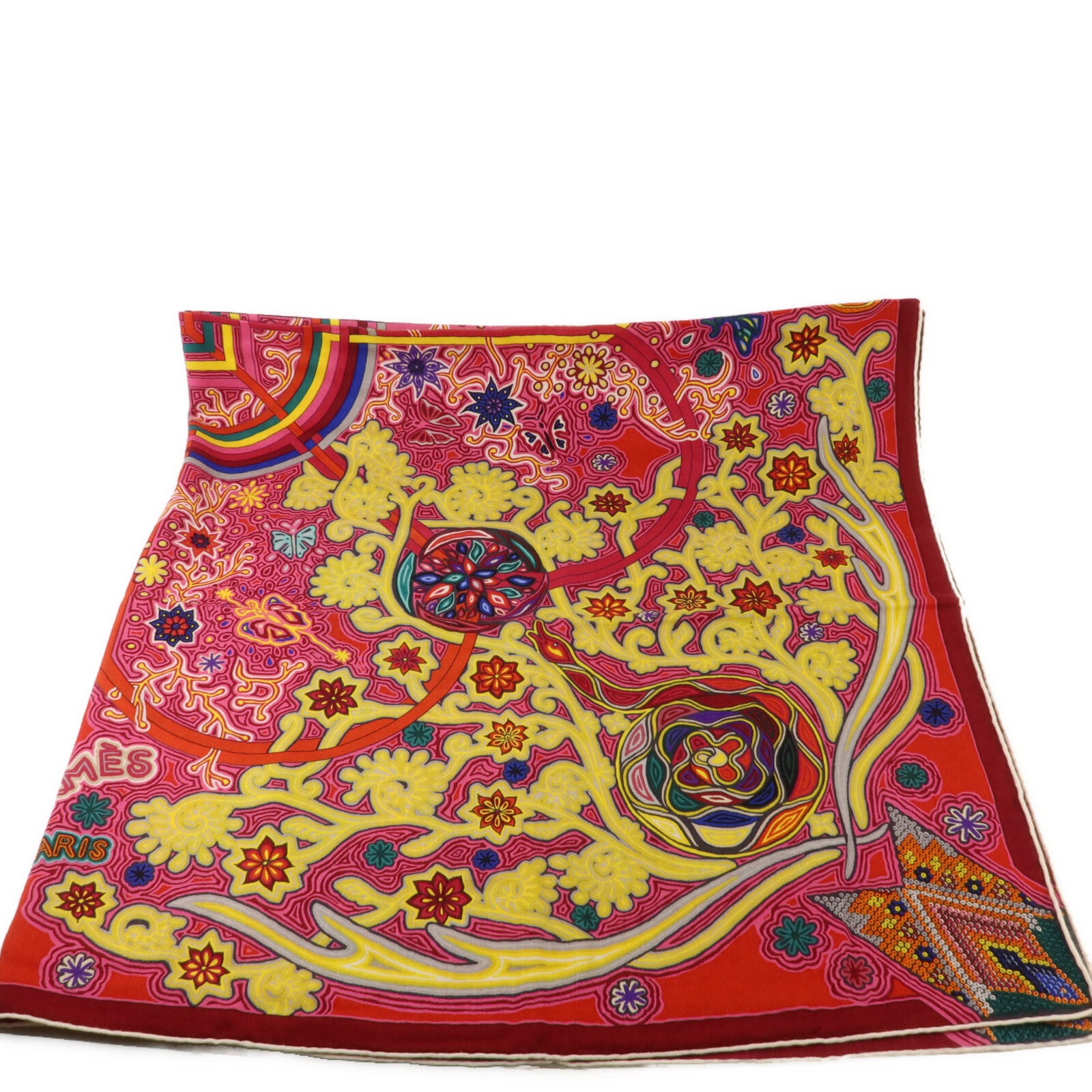 HERMES 羊絨/絲質L Arbre du Vent Shawl 140x140cm絲巾