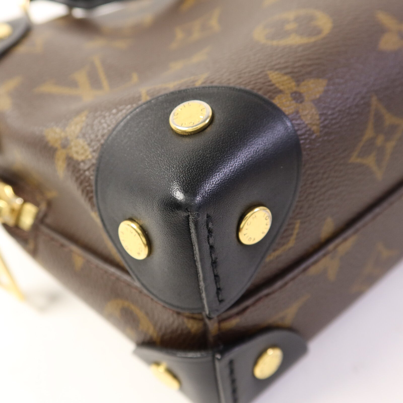 LOUIS VUITTON Monogram Petite Malle Souple金扣手挽肩背兩用袋棕色