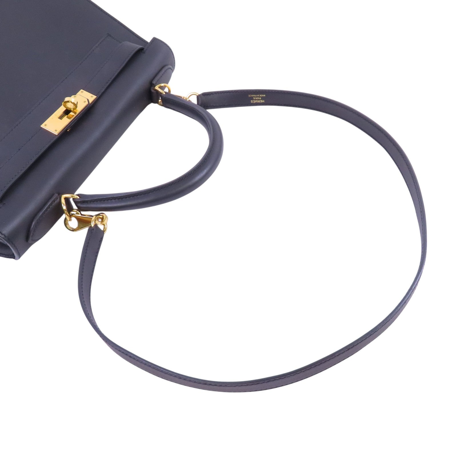 HERMES Sombrero皮革Kelly 28 2Way Hand Bag金扣手挽肩背兩用袋